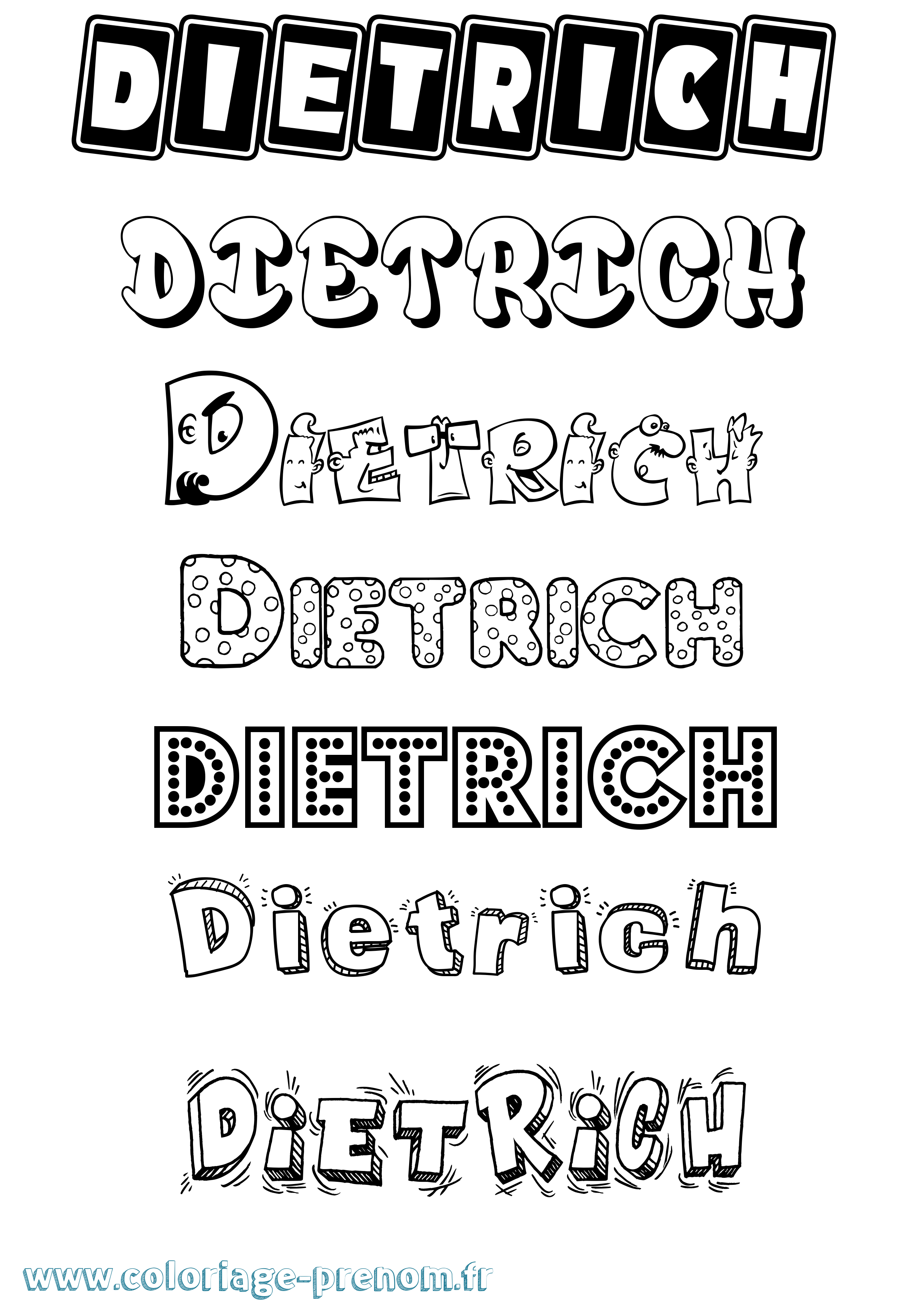 Coloriage Dietrich Fun Coloriage prénom Dietrich Fun