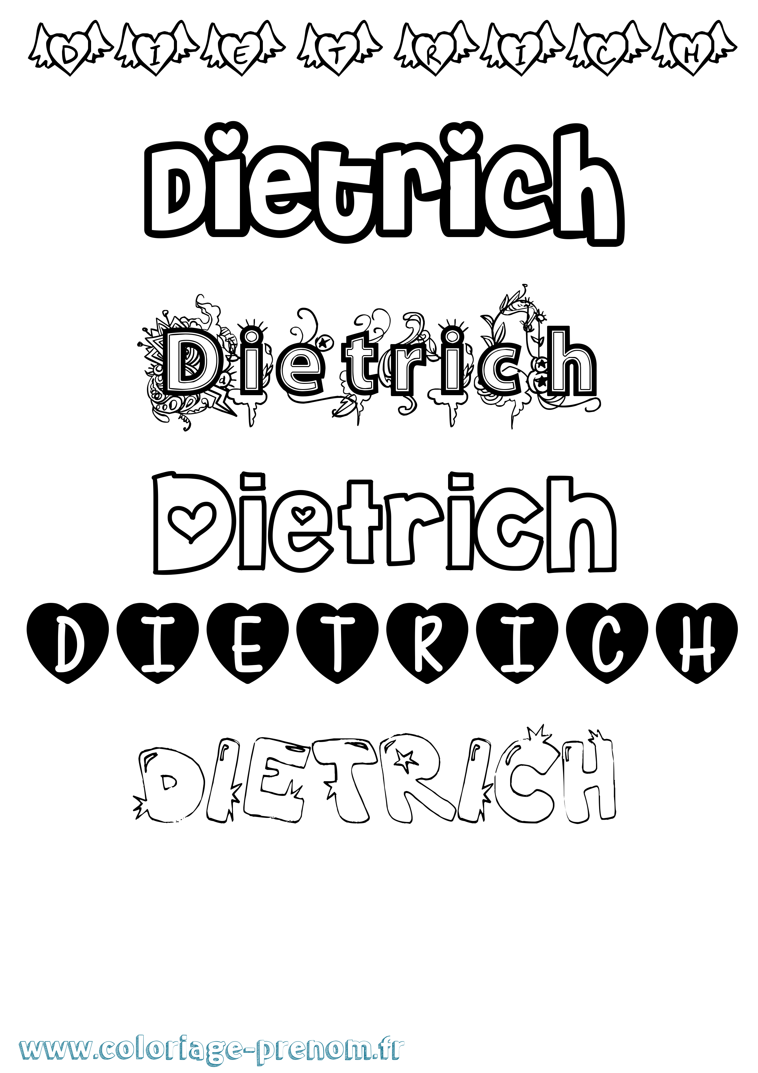 Coloriage Dietrich Girly Coloriage prénom Dietrich Girly