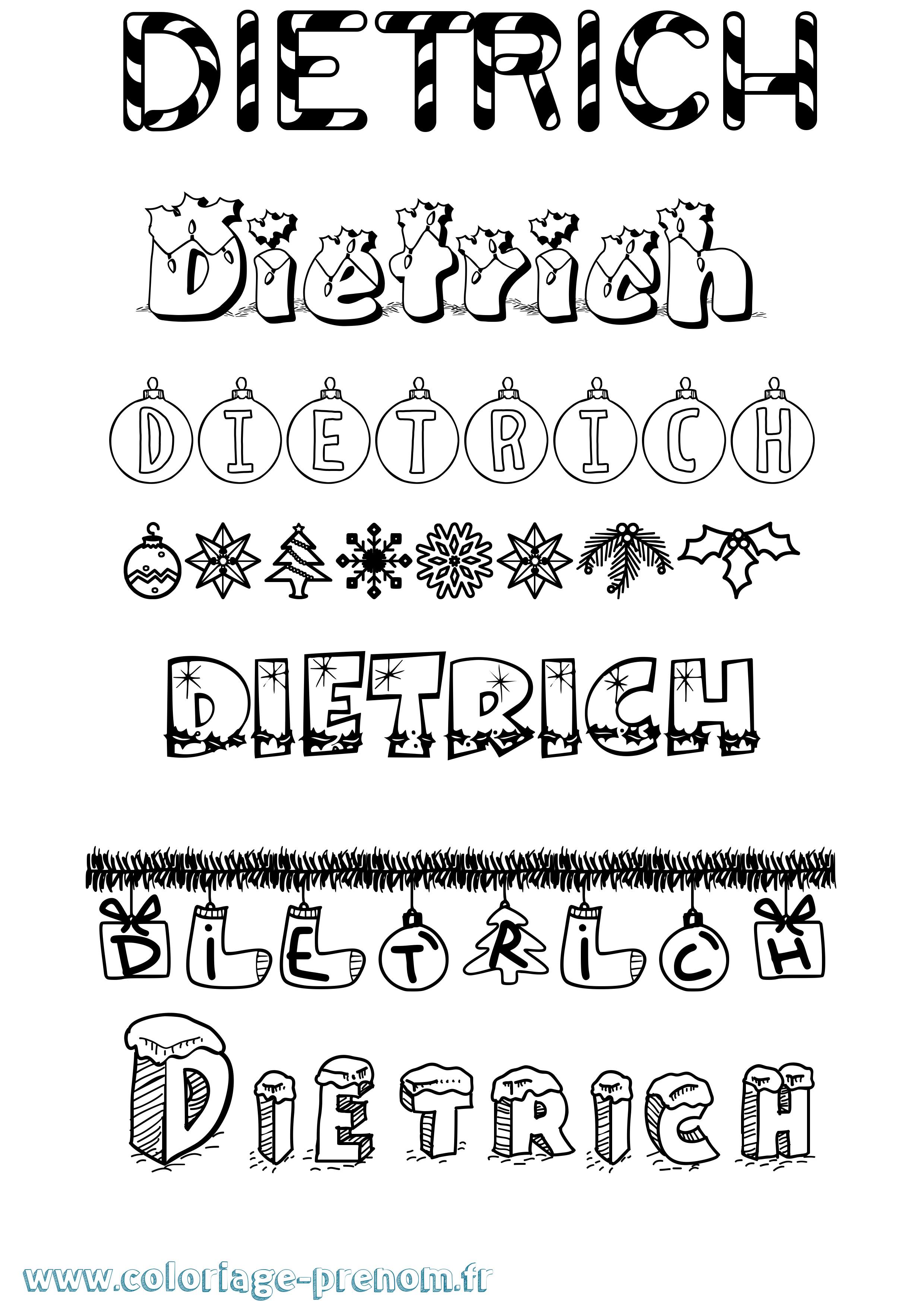 Coloriage Dietrich Noël Coloriage prénom Dietrich Noël