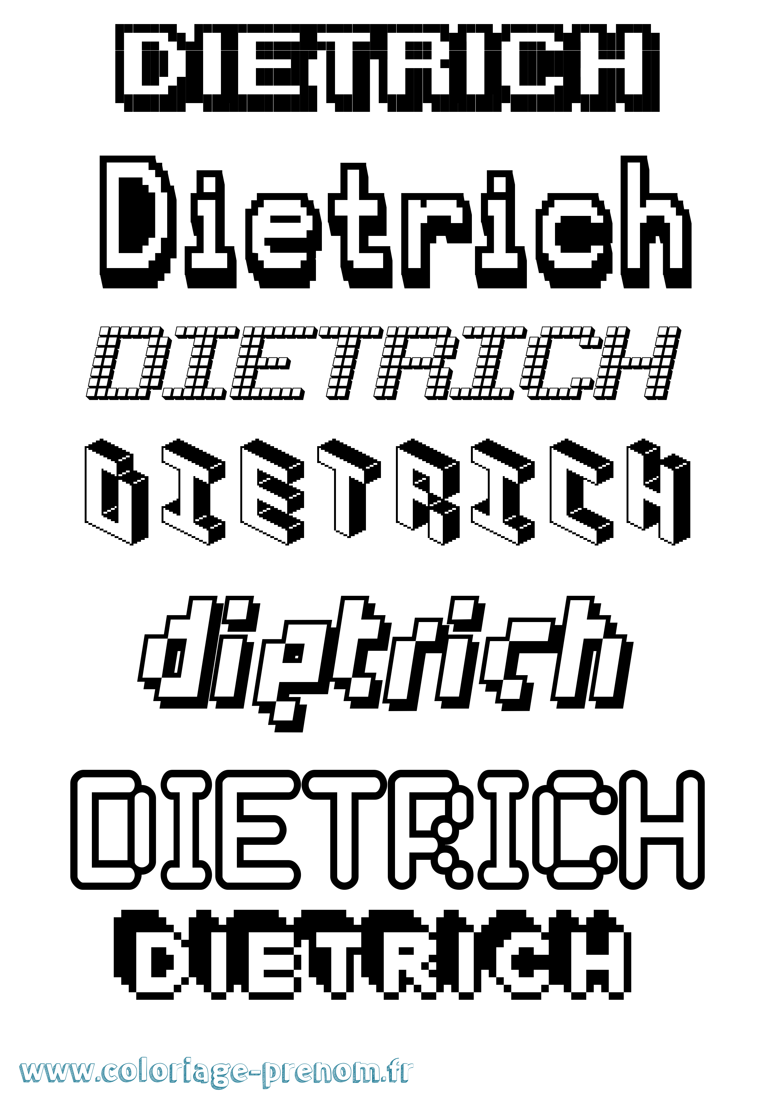 Coloriage Dietrich Pixel Coloriage prénom Dietrich Pixel