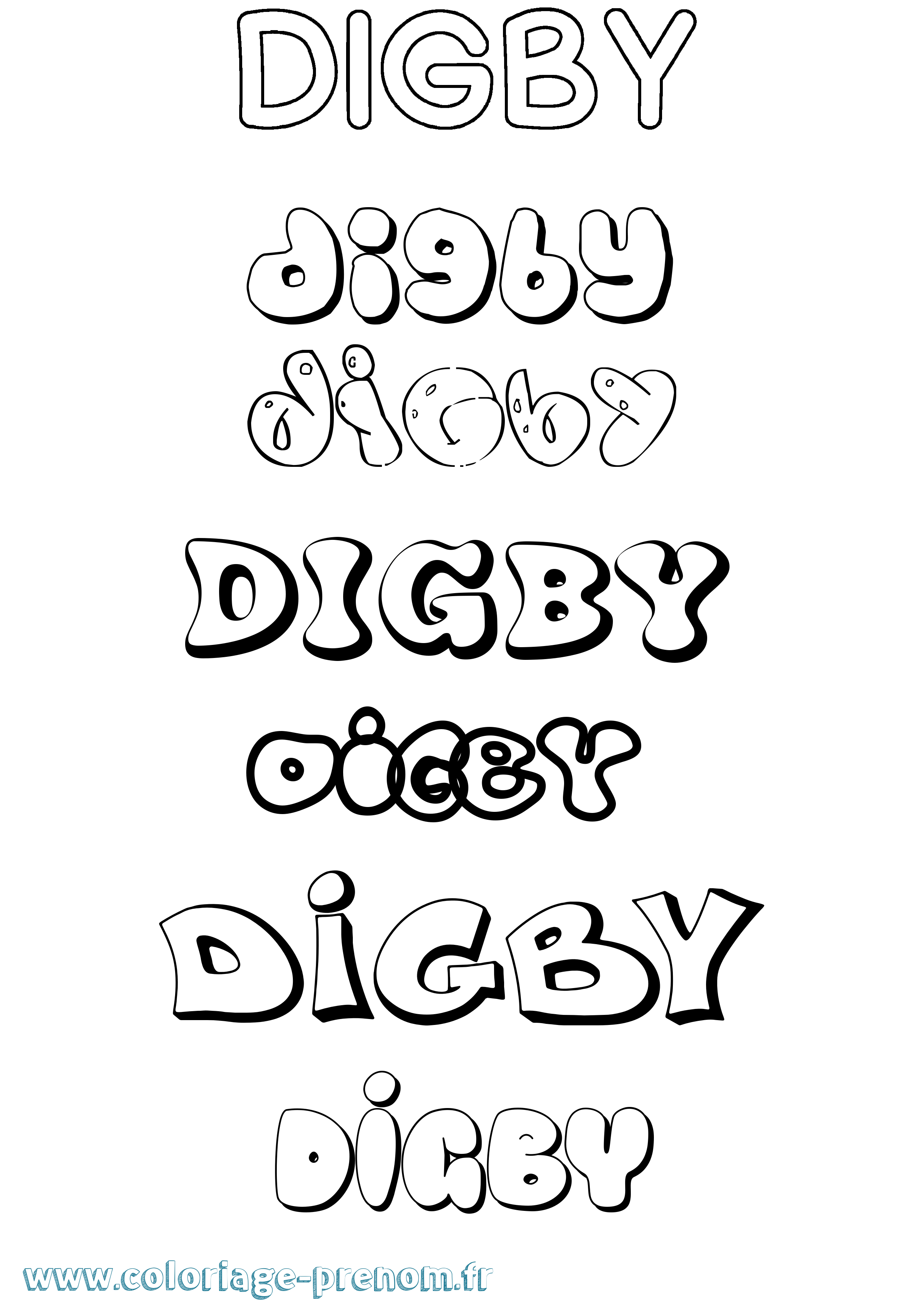 Coloriage Digby Bubble Coloriage prénom Digby Bubble