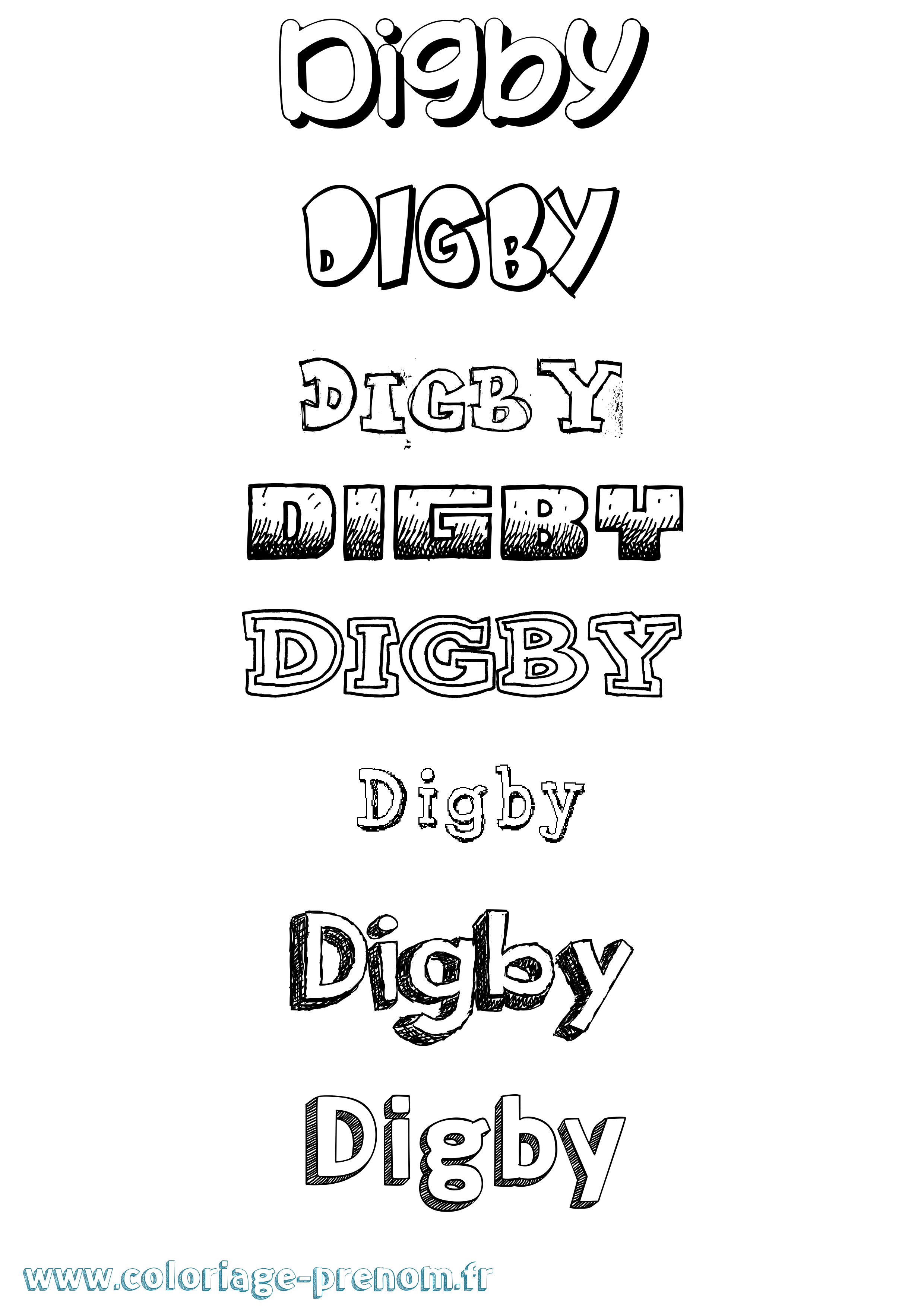 Coloriage Digby Dessiné Coloriage prénom Digby Dessiné