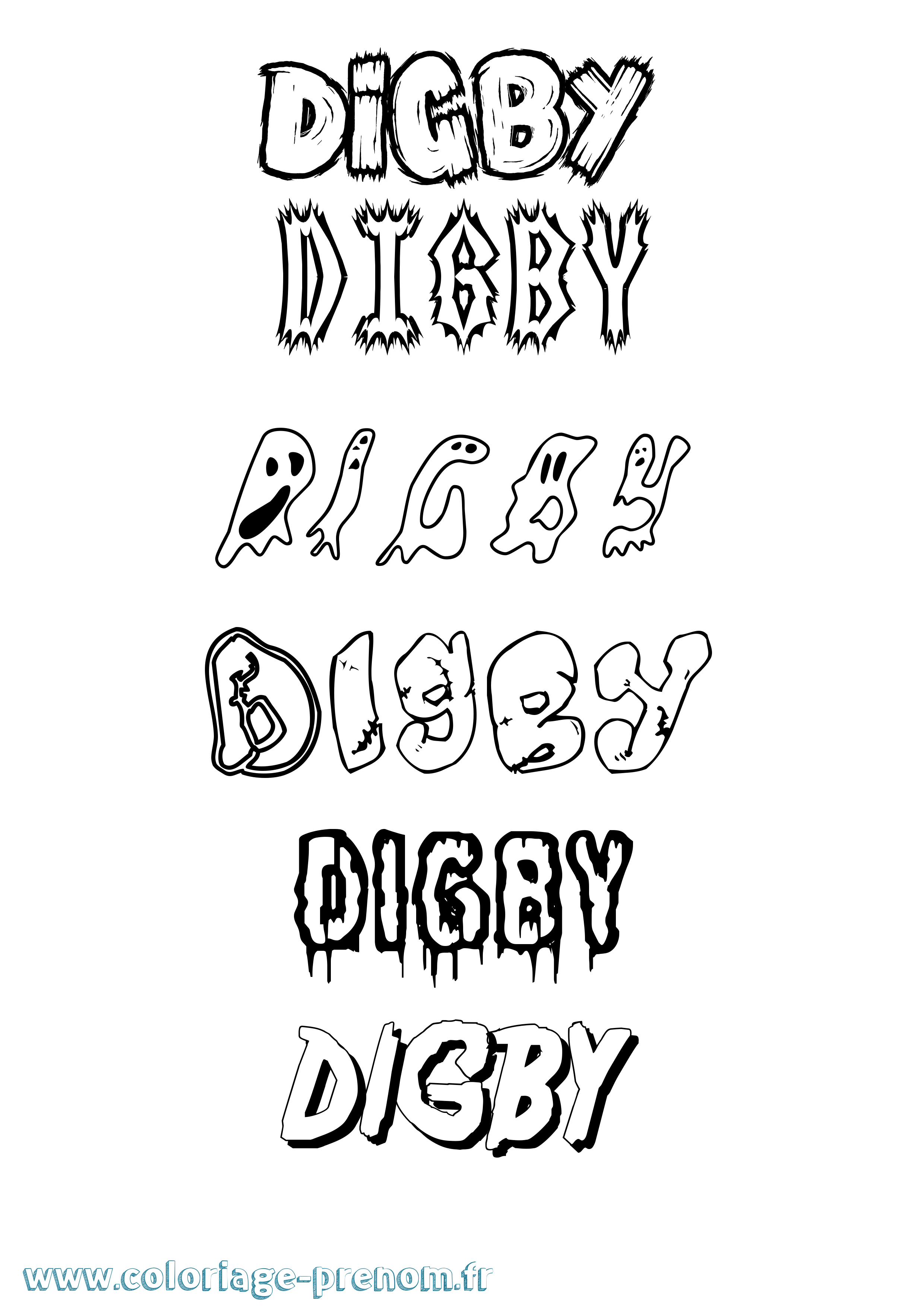 Coloriage Digby Frisson Coloriage prénom Digby Frisson