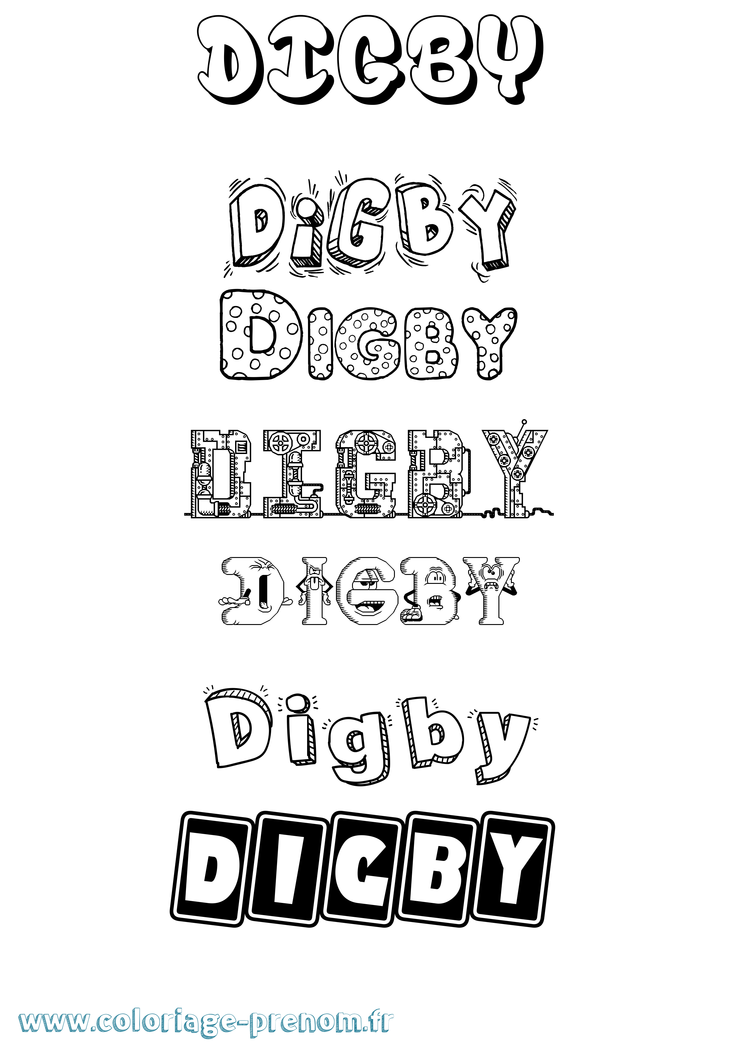 Coloriage Digby Fun Coloriage prénom Digby Fun