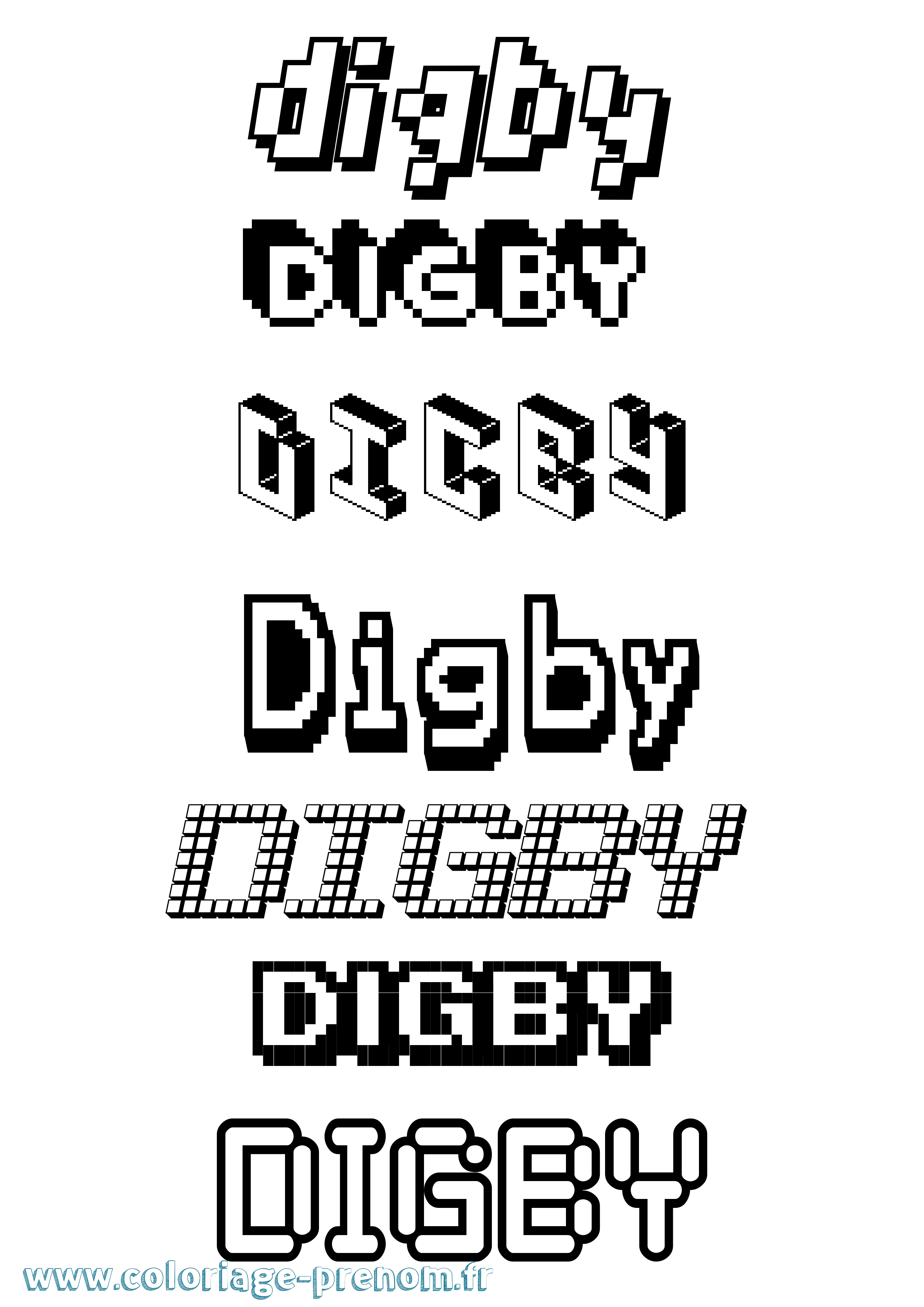 Coloriage Digby Pixel Coloriage prénom Digby Pixel