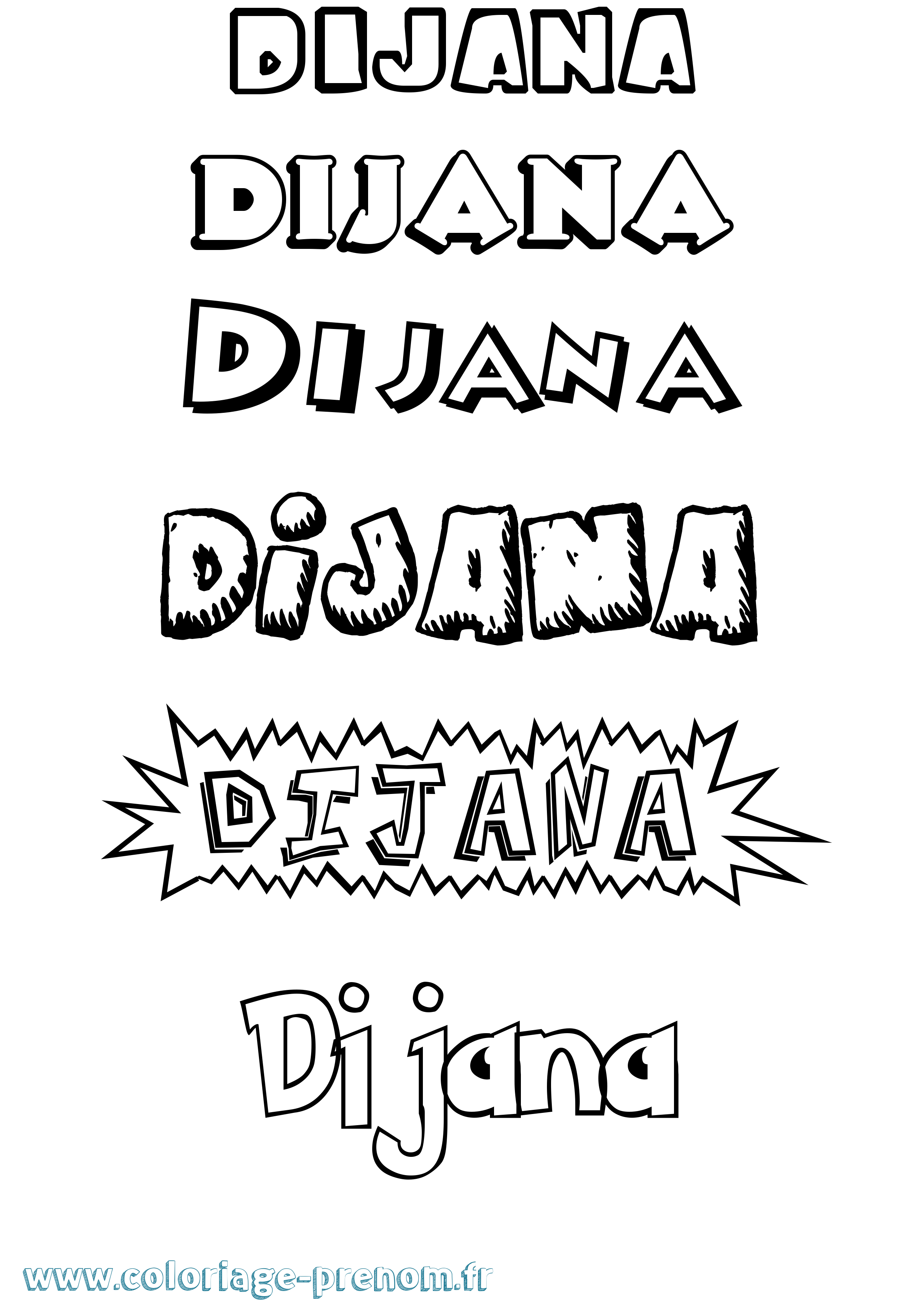 Coloriage Dijana Dessin Animé Coloriage prénom Dijana Dessin Animé