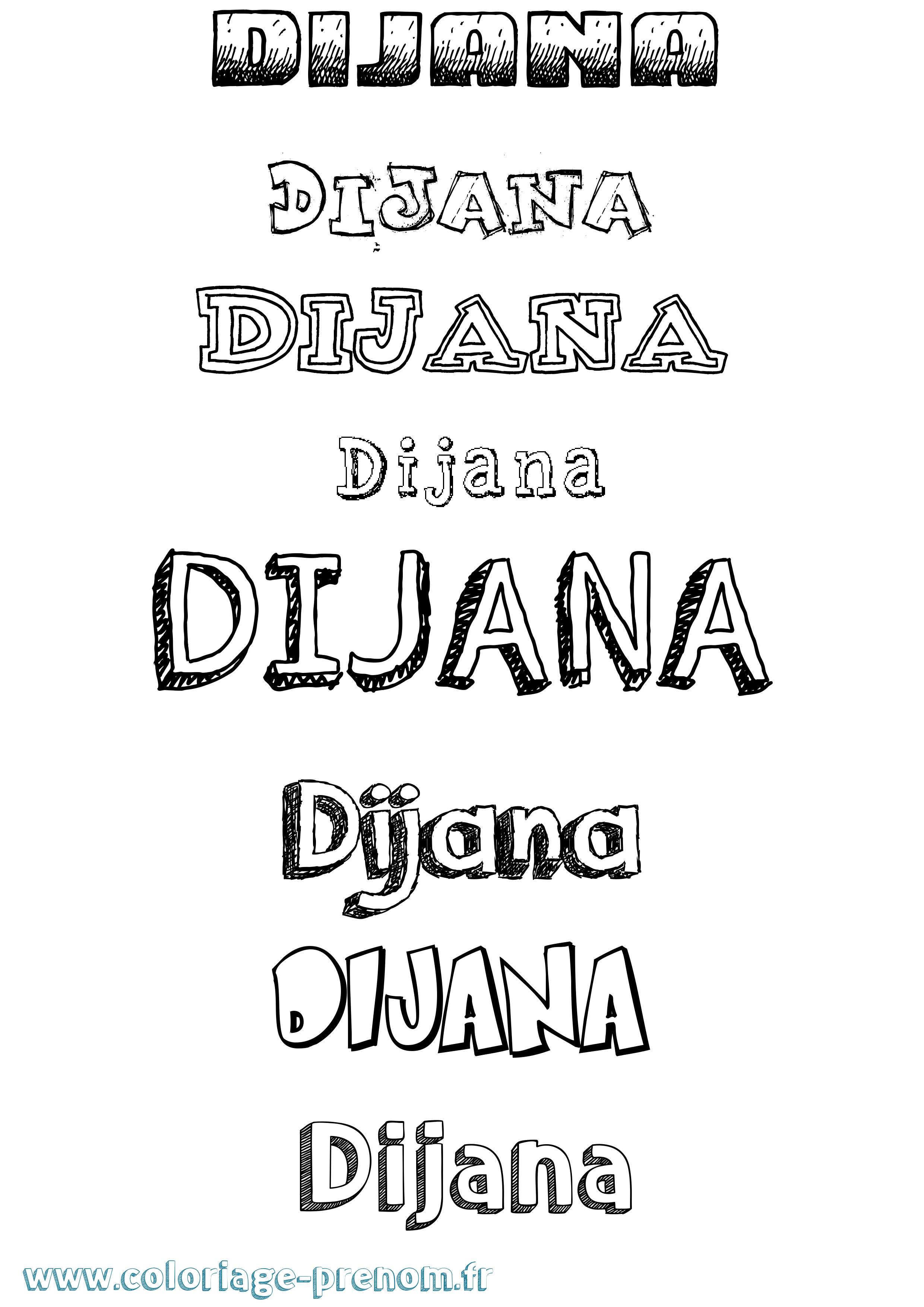 Coloriage Dijana Dessiné Coloriage prénom Dijana Dessiné