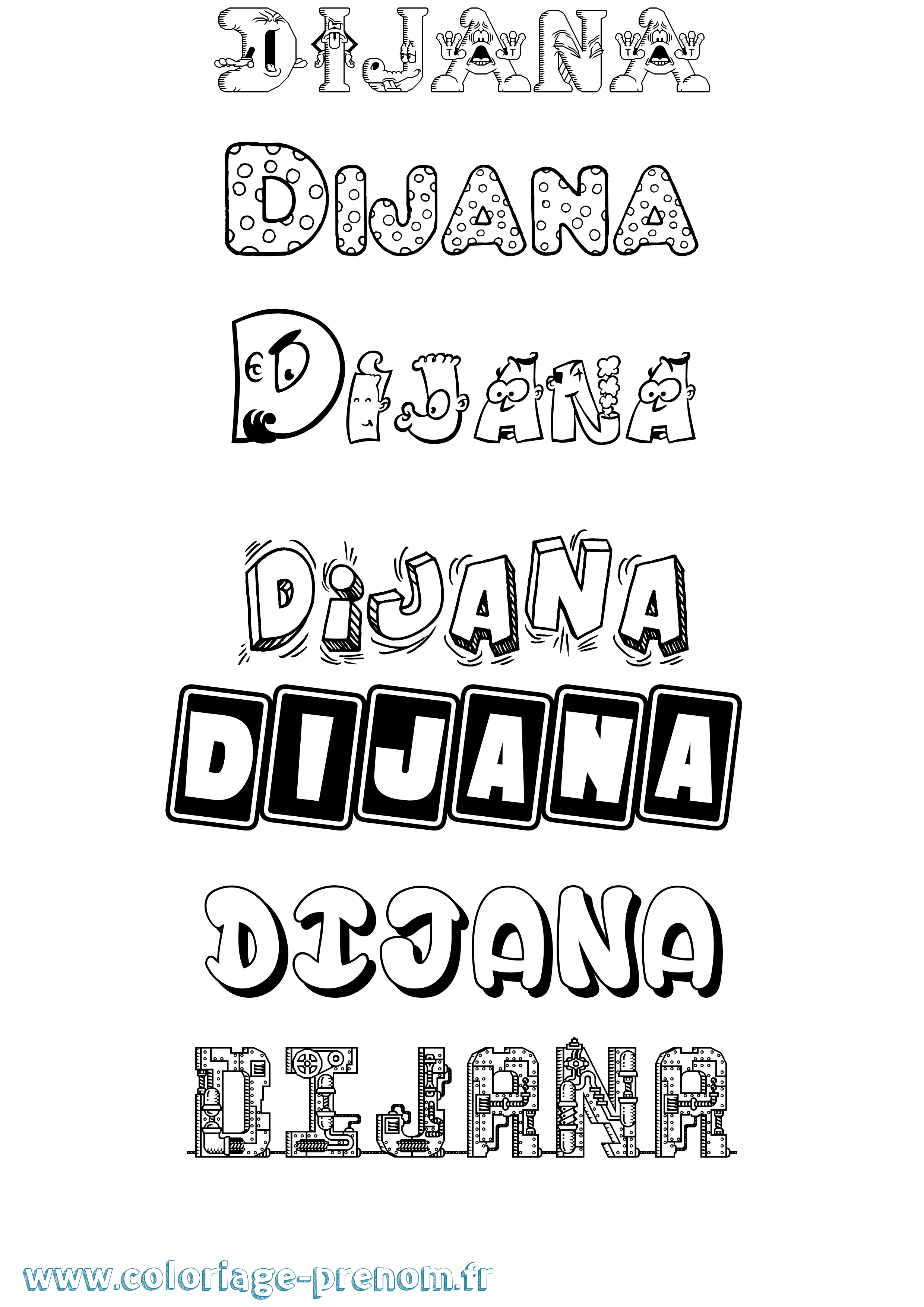 Coloriage Dijana Fun Coloriage prénom Dijana Fun