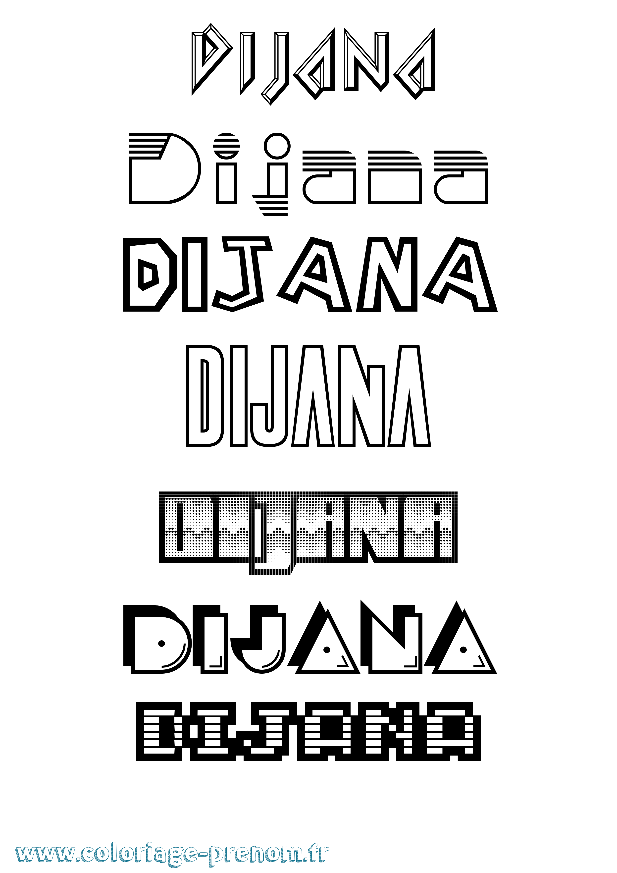 Coloriage Dijana Jeux Vidéos Coloriage prénom Dijana Jeux Vidéos