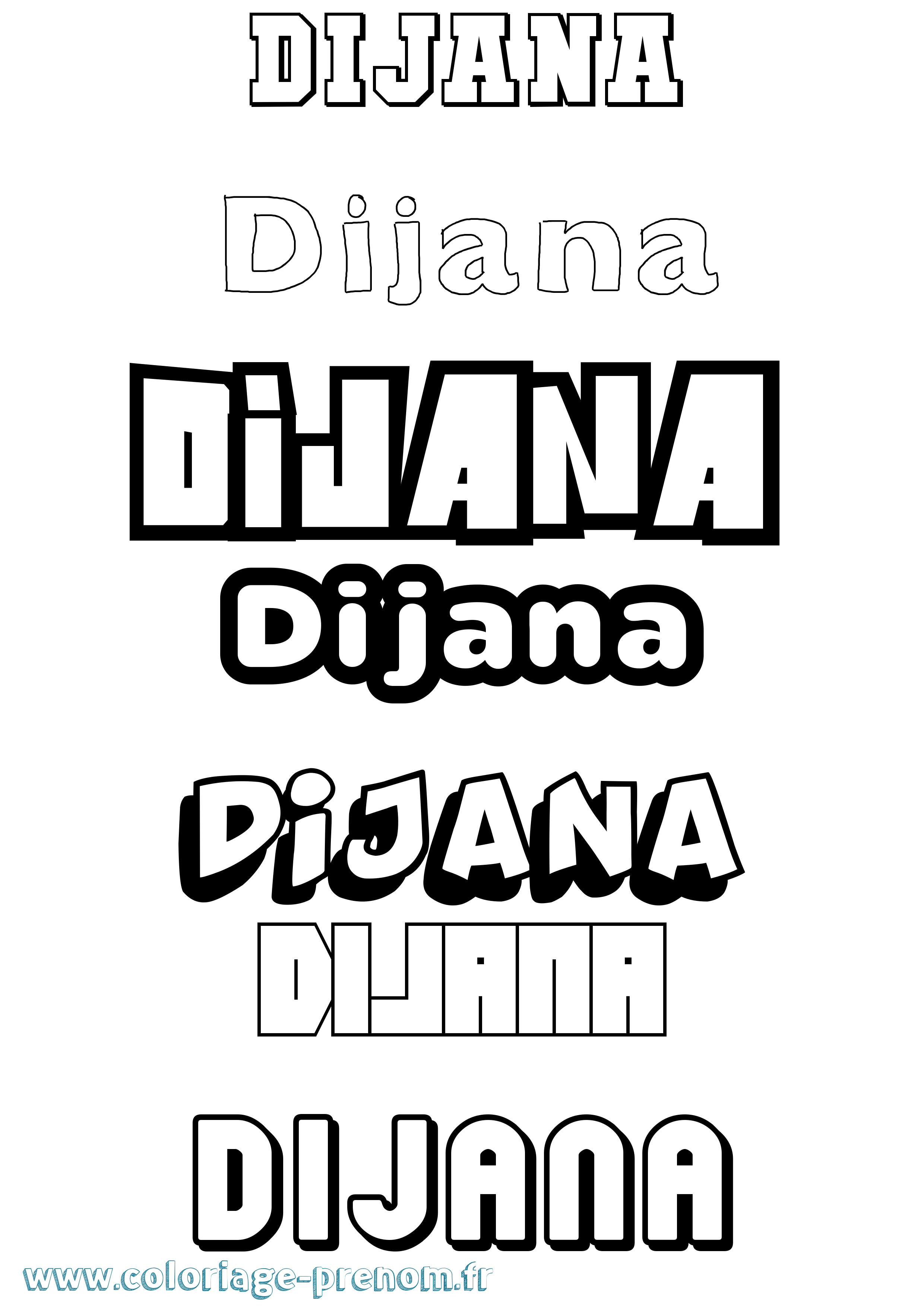 Coloriage Dijana Simple Coloriage prénom Dijana Simple