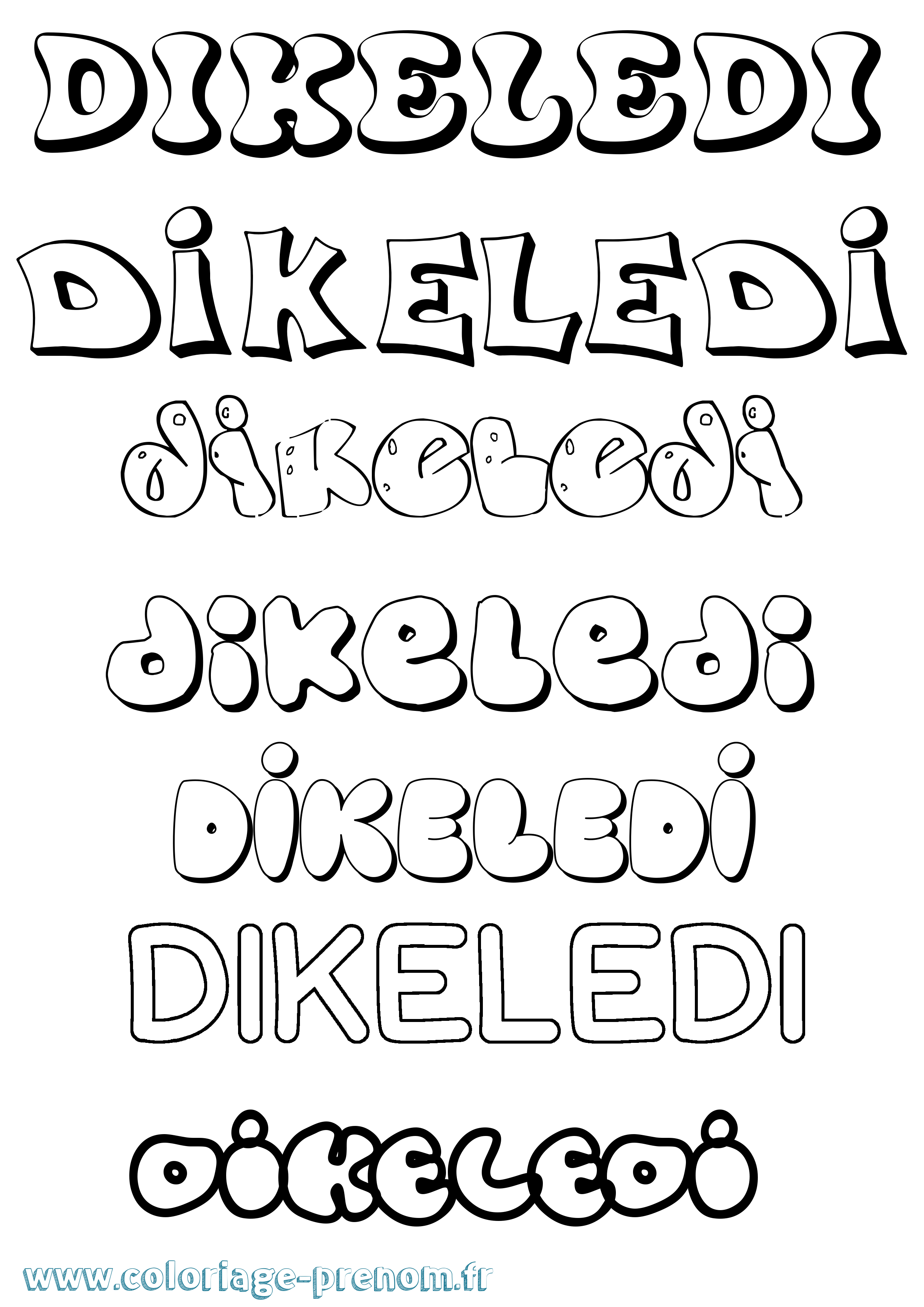 Coloriage Dikeledi Bubble Coloriage prénom Dikeledi Bubble