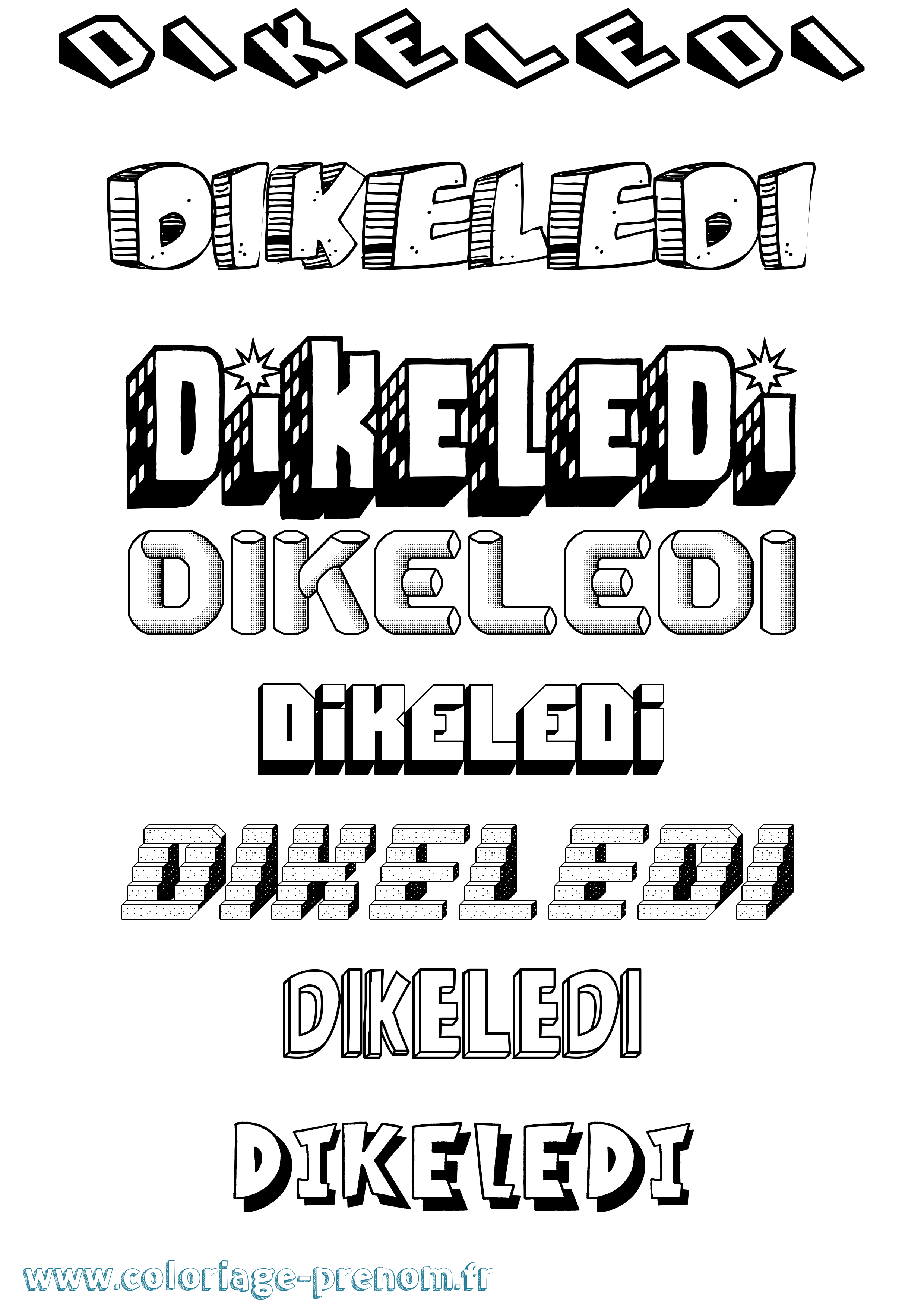 Coloriage Dikeledi Effet 3D Coloriage prénom Dikeledi Effet 3D
