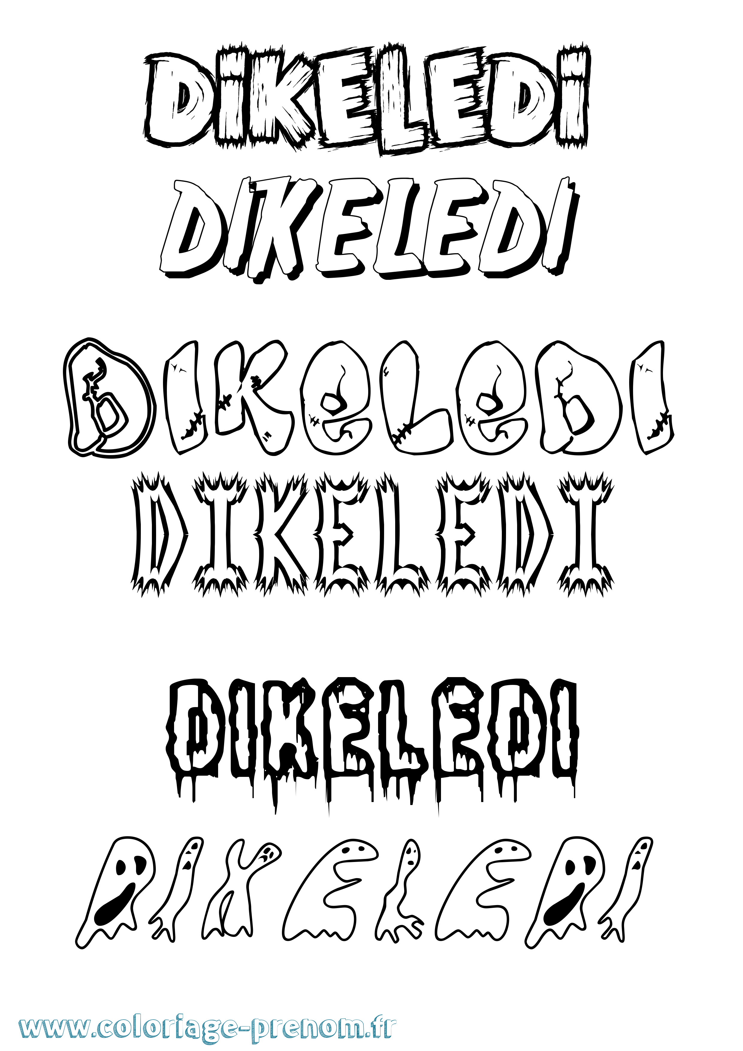 Coloriage Dikeledi Frisson Coloriage prénom Dikeledi Frisson