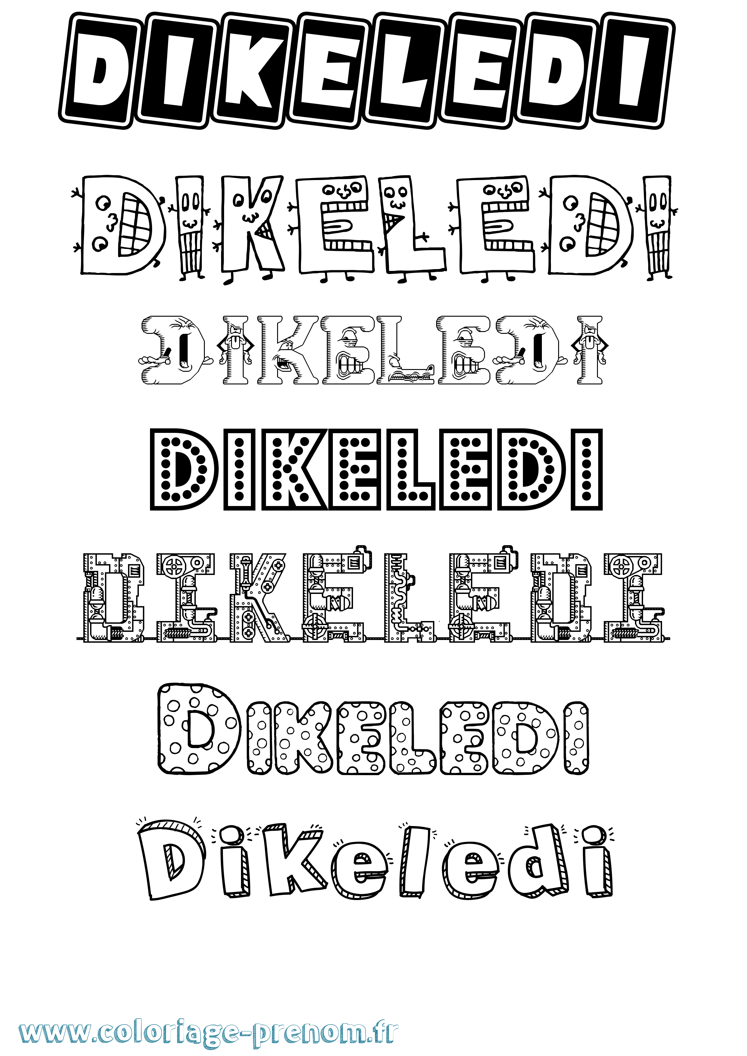 Coloriage Dikeledi Fun Coloriage prénom Dikeledi Fun