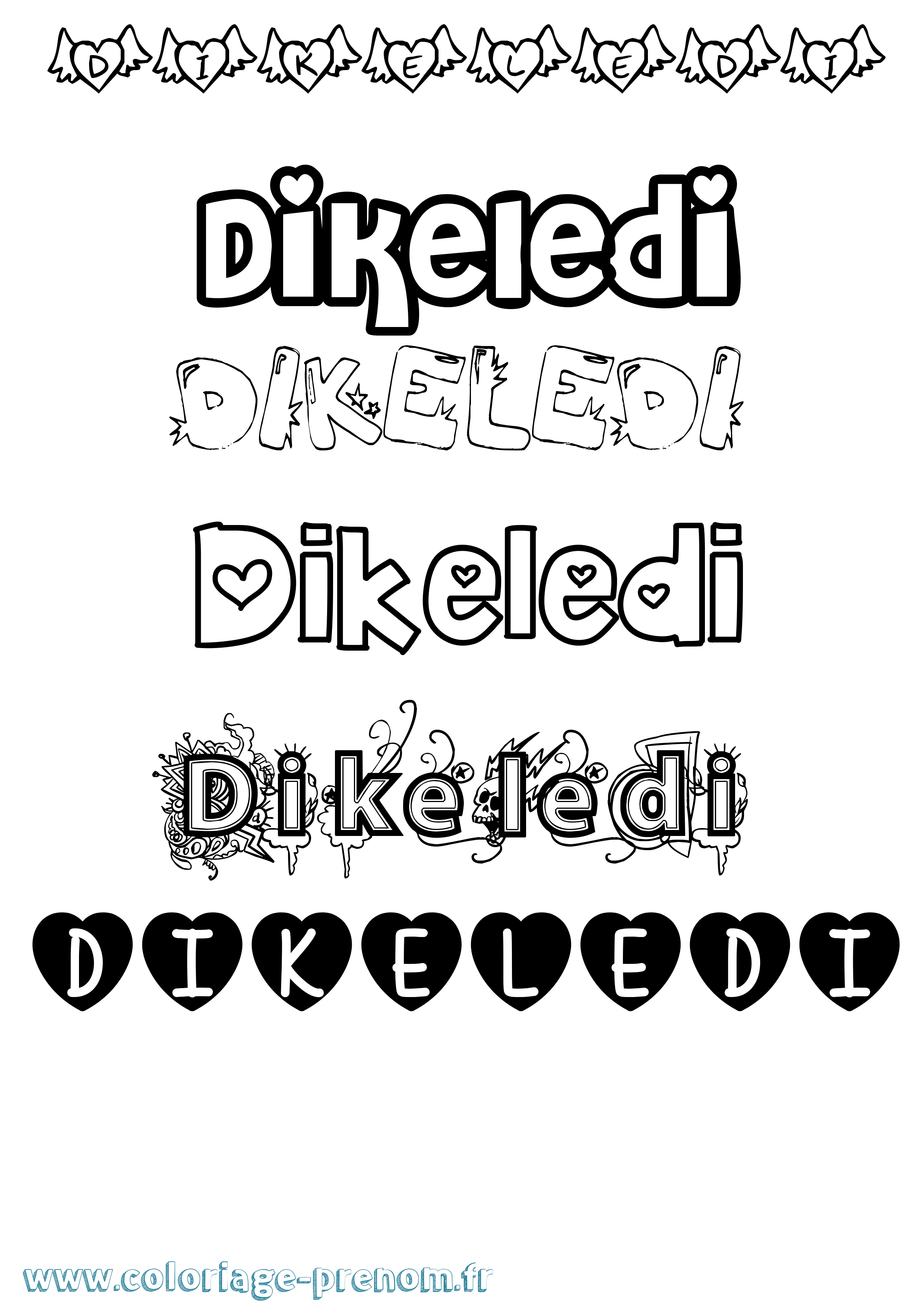 Coloriage Dikeledi Girly Coloriage prénom Dikeledi Girly