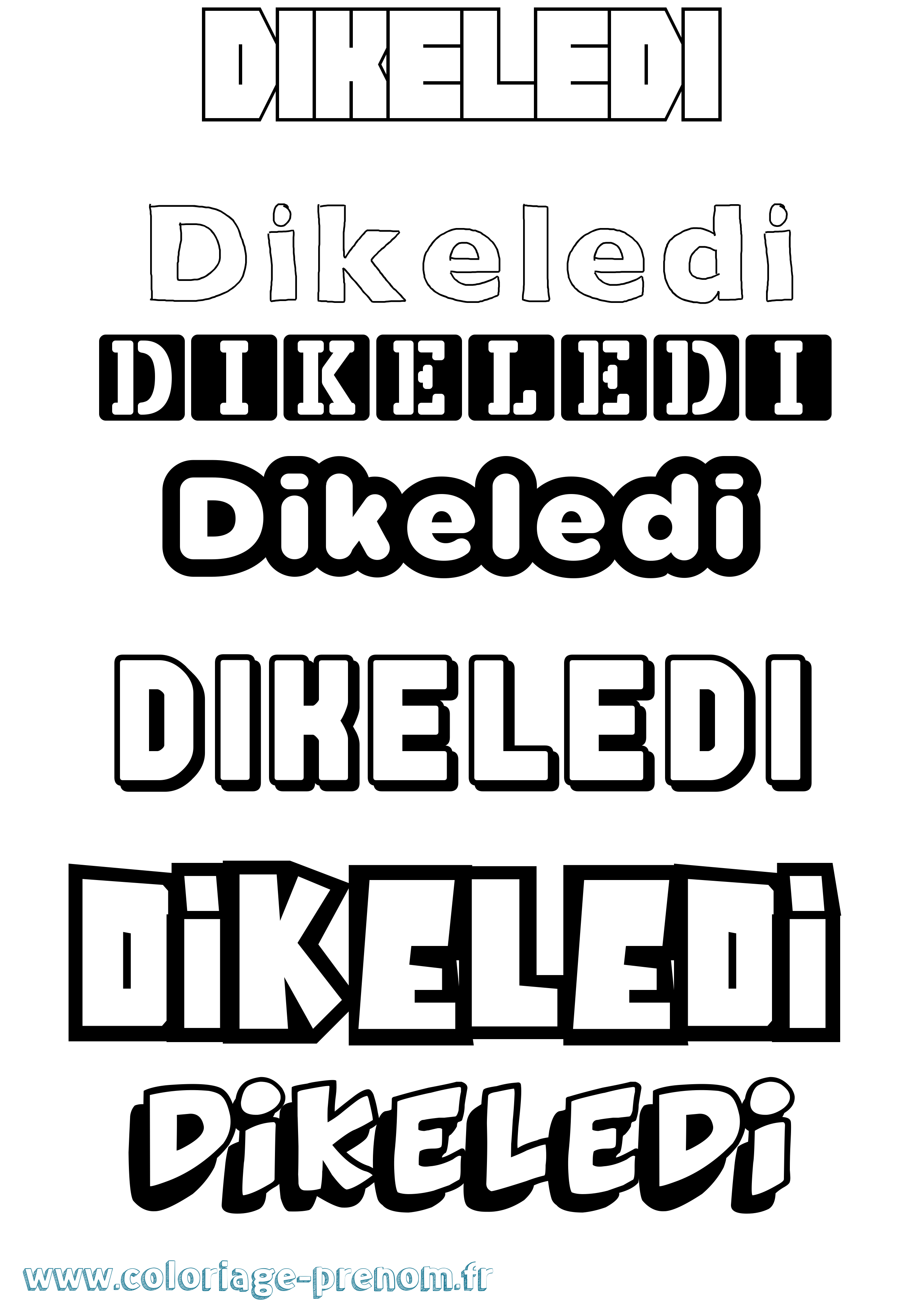 Coloriage Dikeledi Simple Coloriage prénom Dikeledi Simple