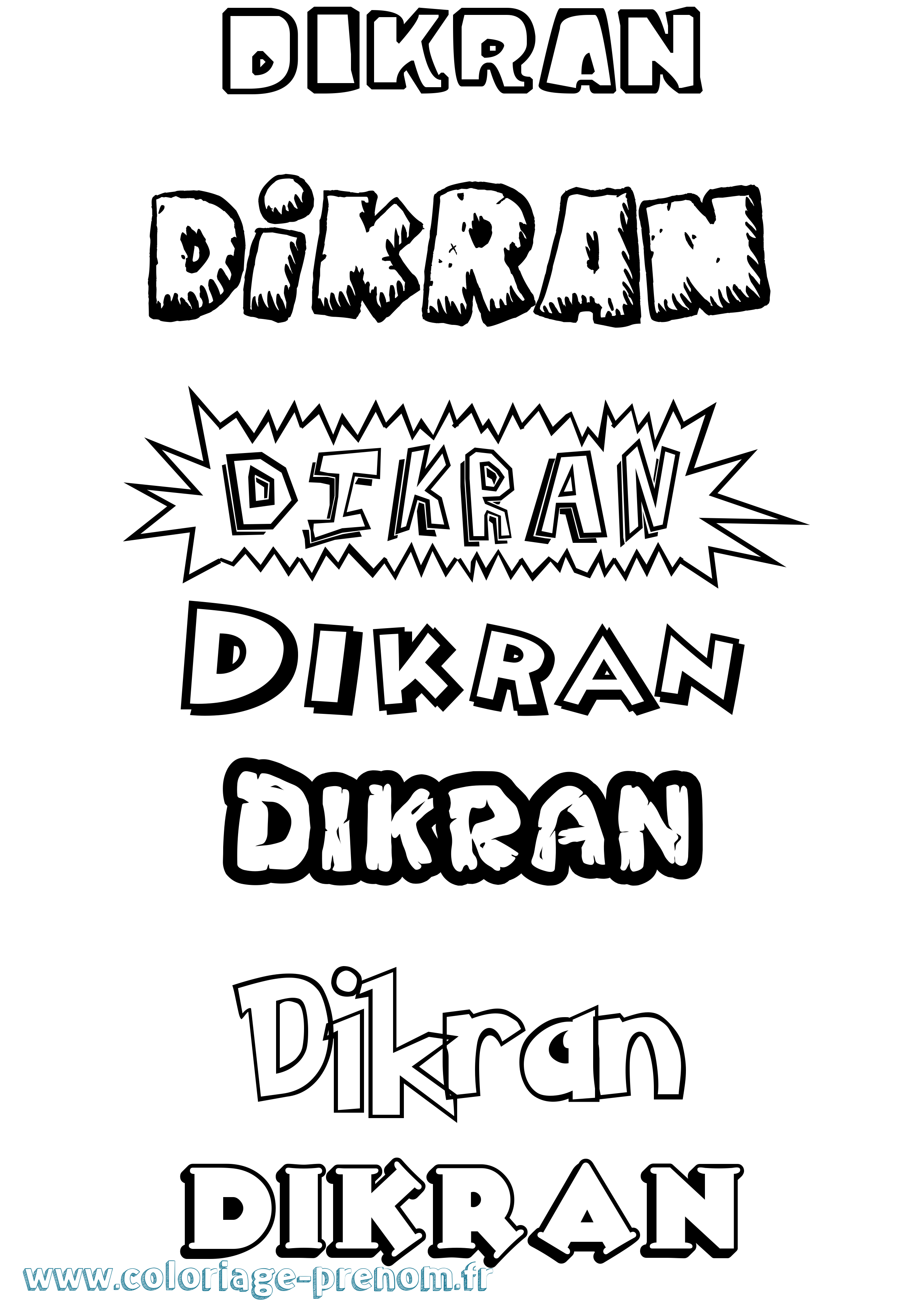 Coloriage Dikran Dessin Animé Coloriage prénom Dikran Dessin Animé