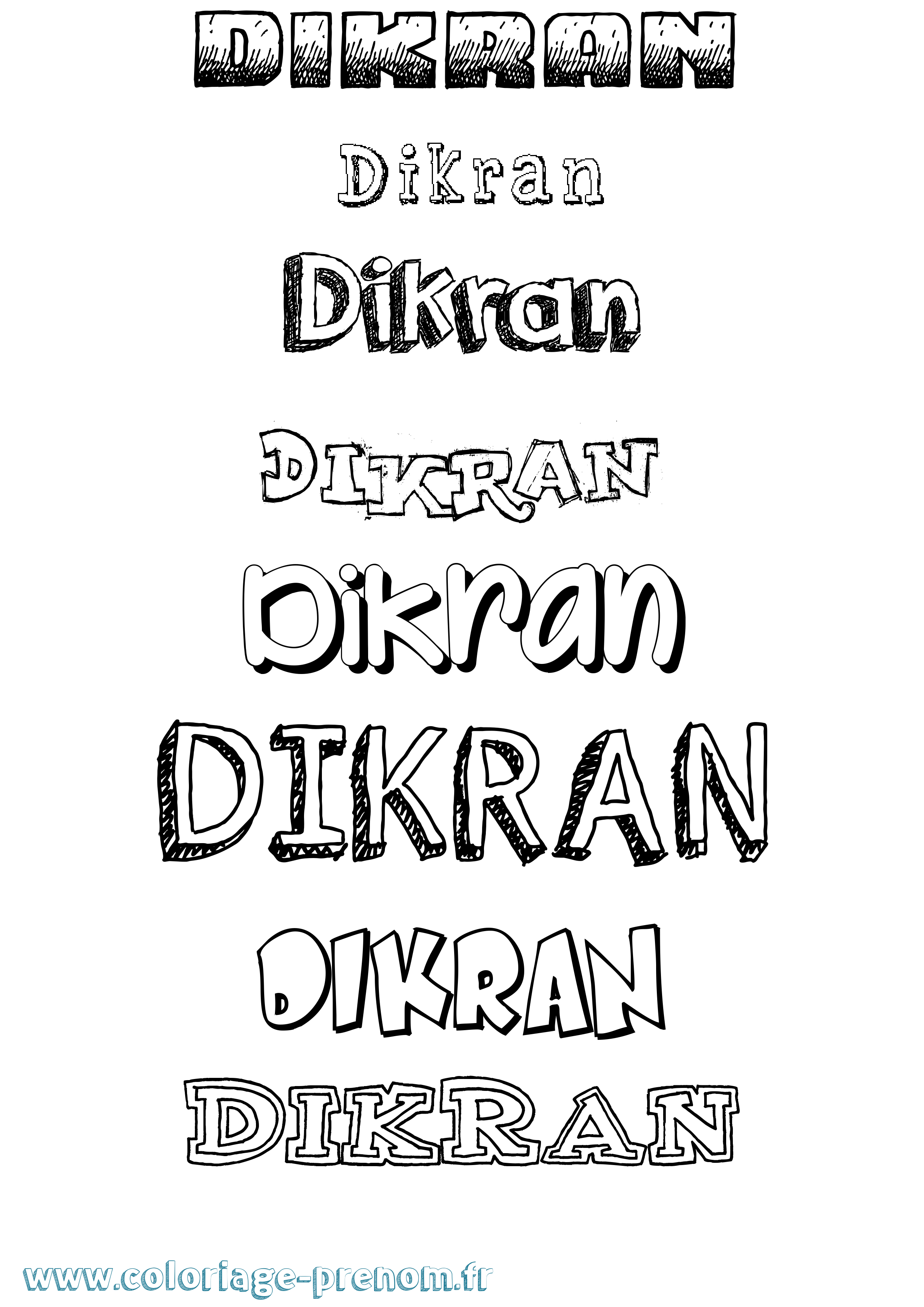 Coloriage Dikran Dessiné Coloriage prénom Dikran Dessiné