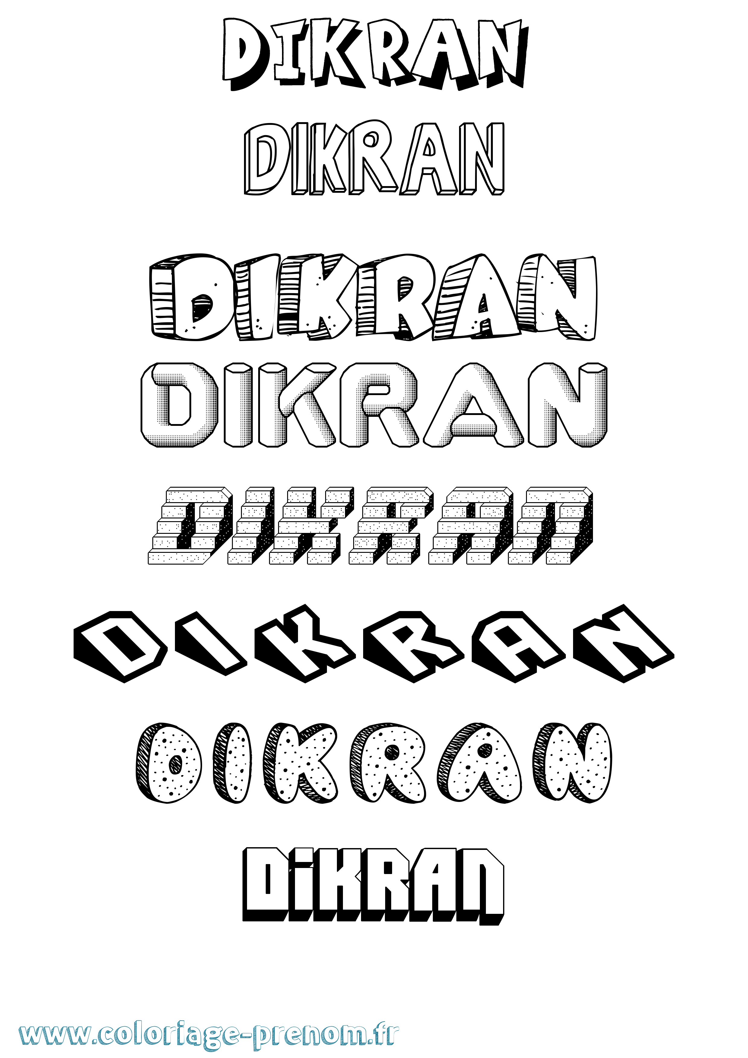 Coloriage Dikran Effet 3D Coloriage prénom Dikran Effet 3D