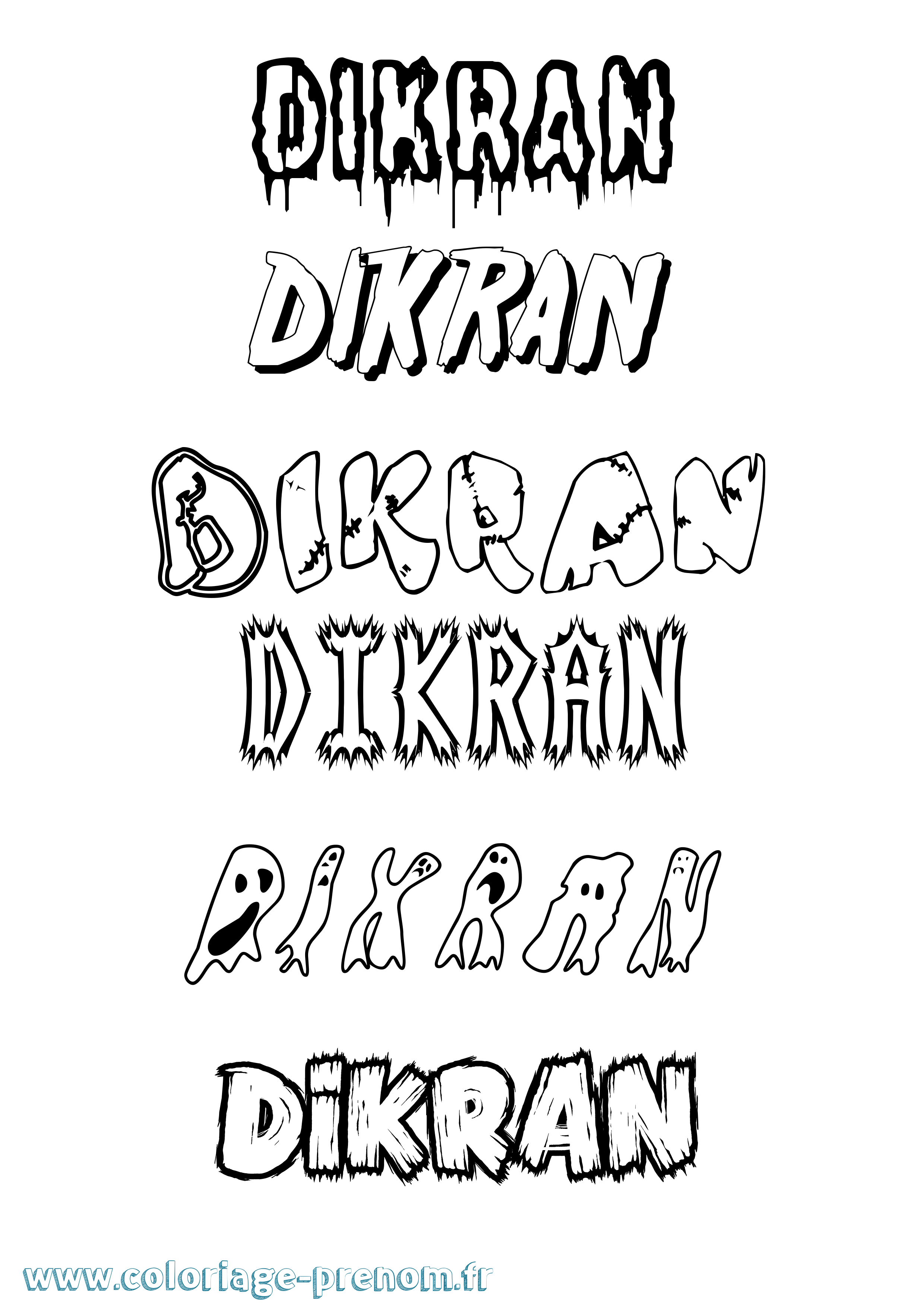 Coloriage Dikran Frisson Coloriage prénom Dikran Frisson
