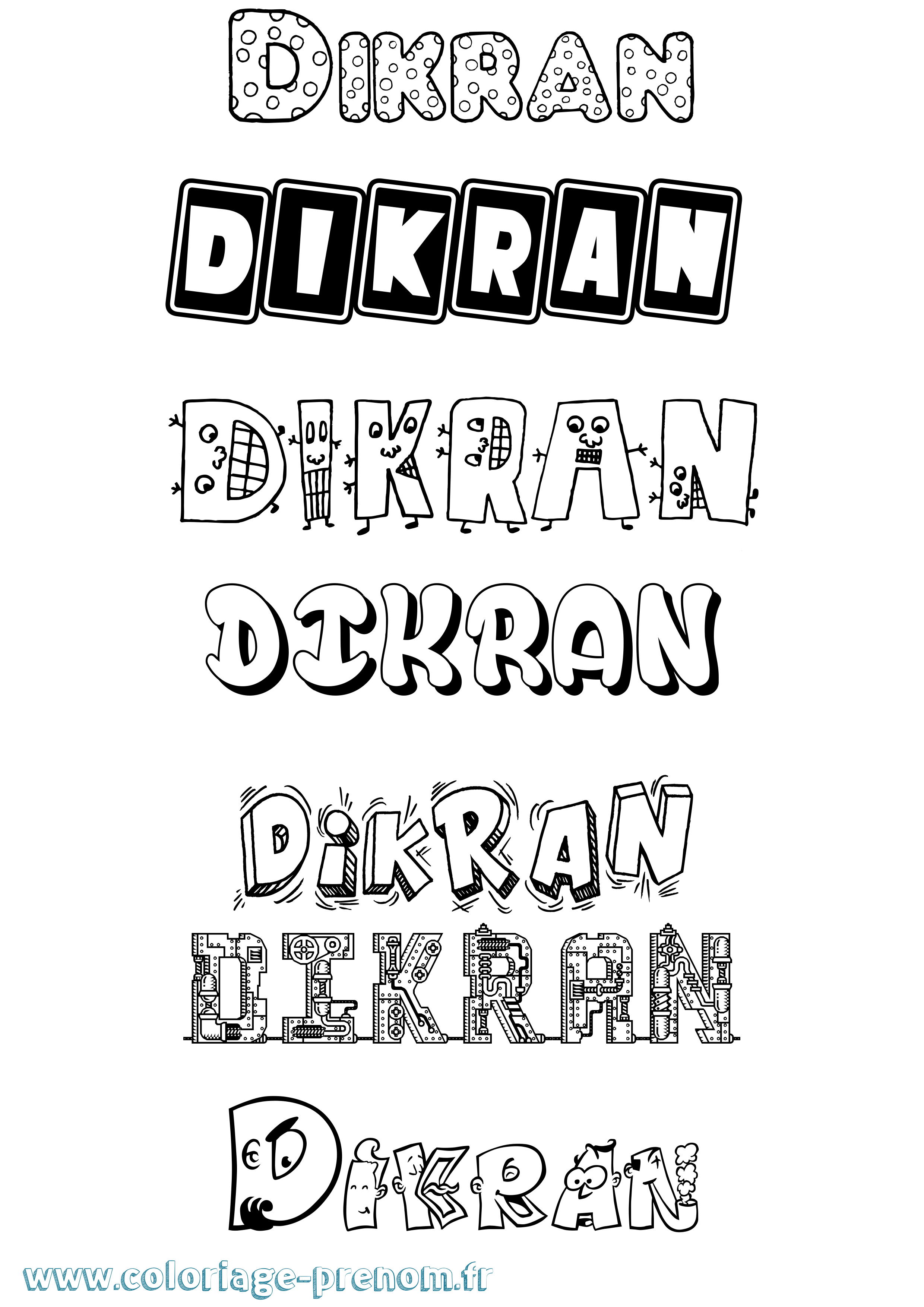 Coloriage Dikran Fun Coloriage prénom Dikran Fun