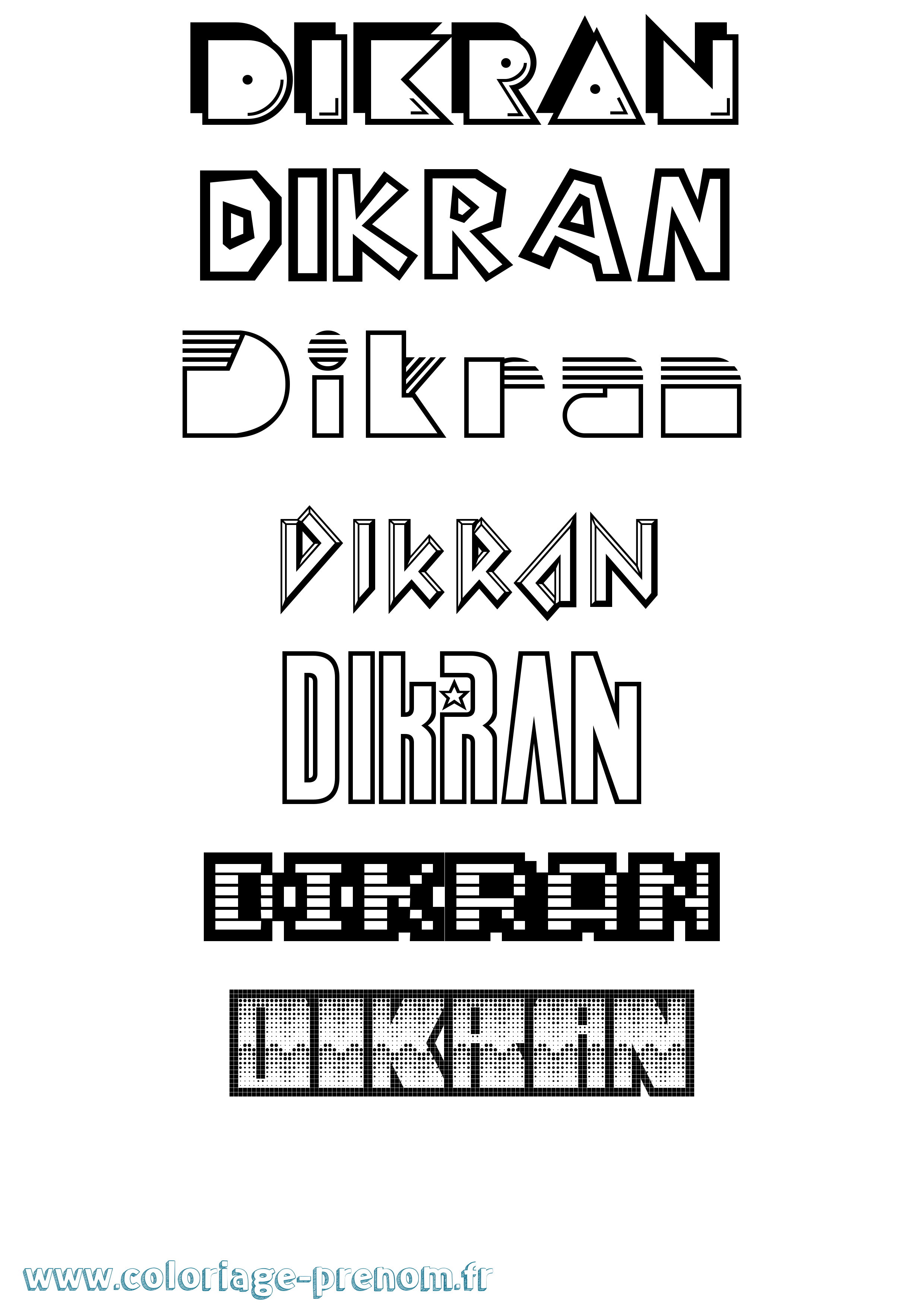 Coloriage Dikran Jeux Vidéos Coloriage prénom Dikran Jeux Vidéos
