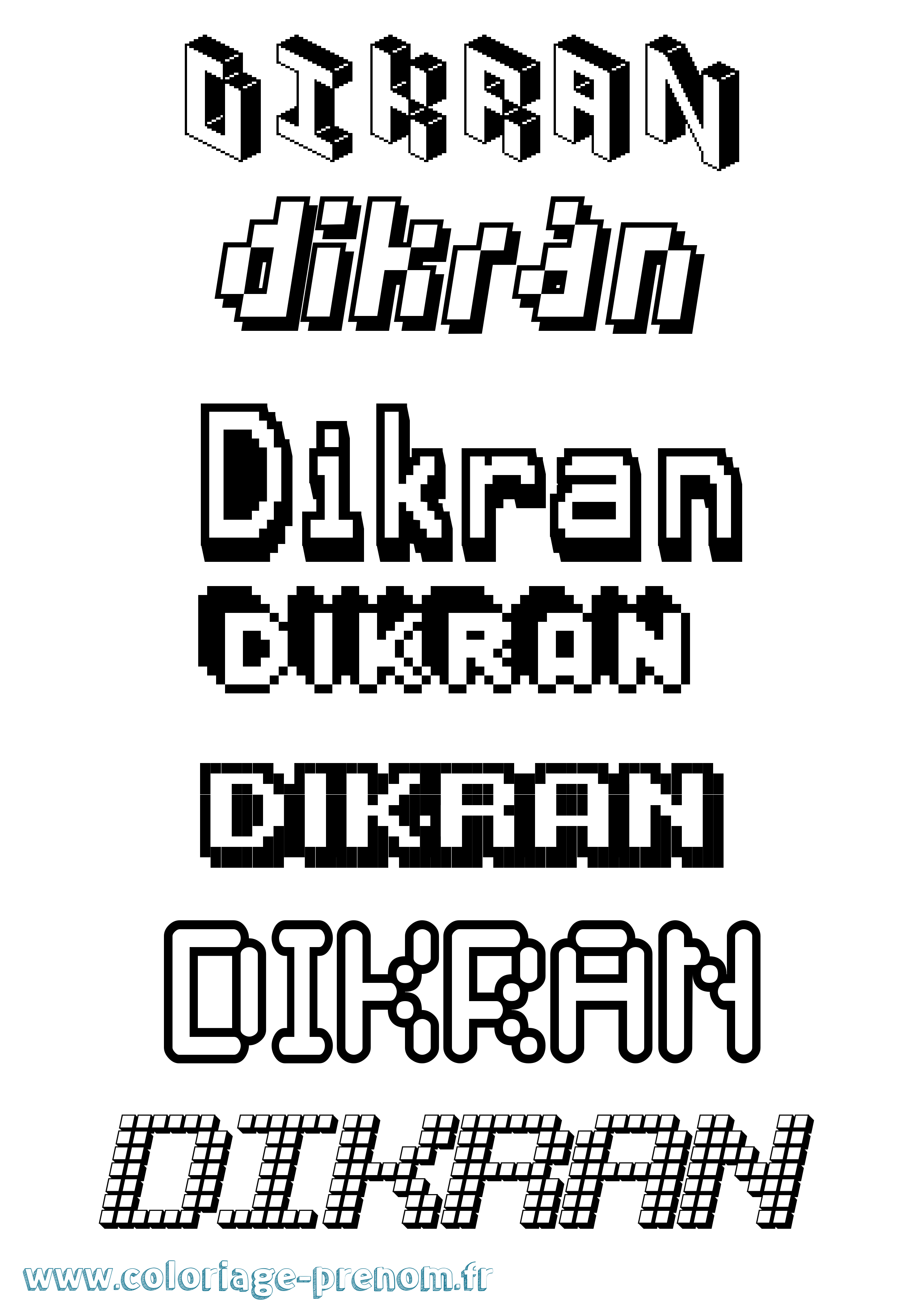 Coloriage Dikran Pixel Coloriage prénom Dikran Pixel