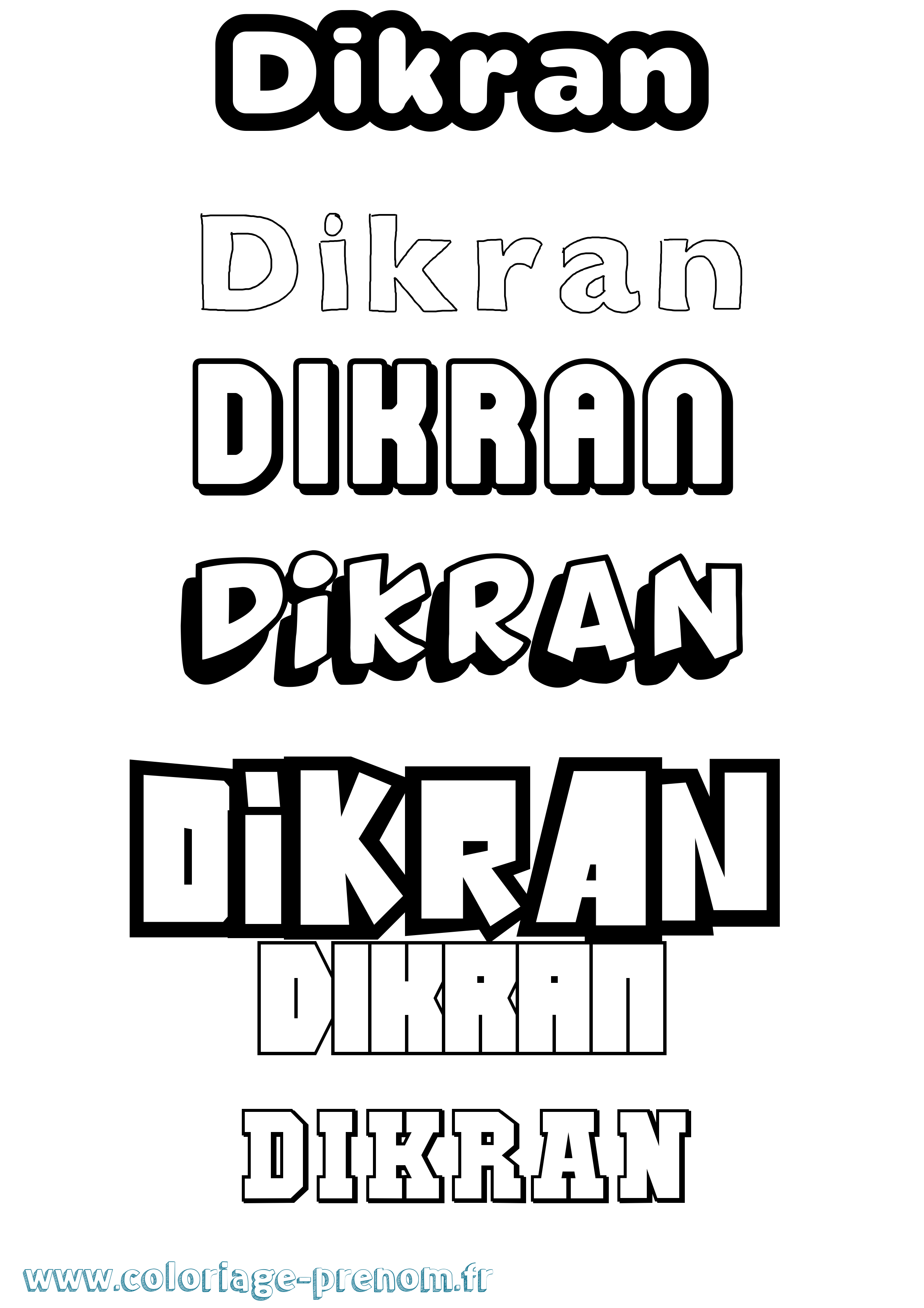 Coloriage Dikran Simple Coloriage prénom Dikran Simple
