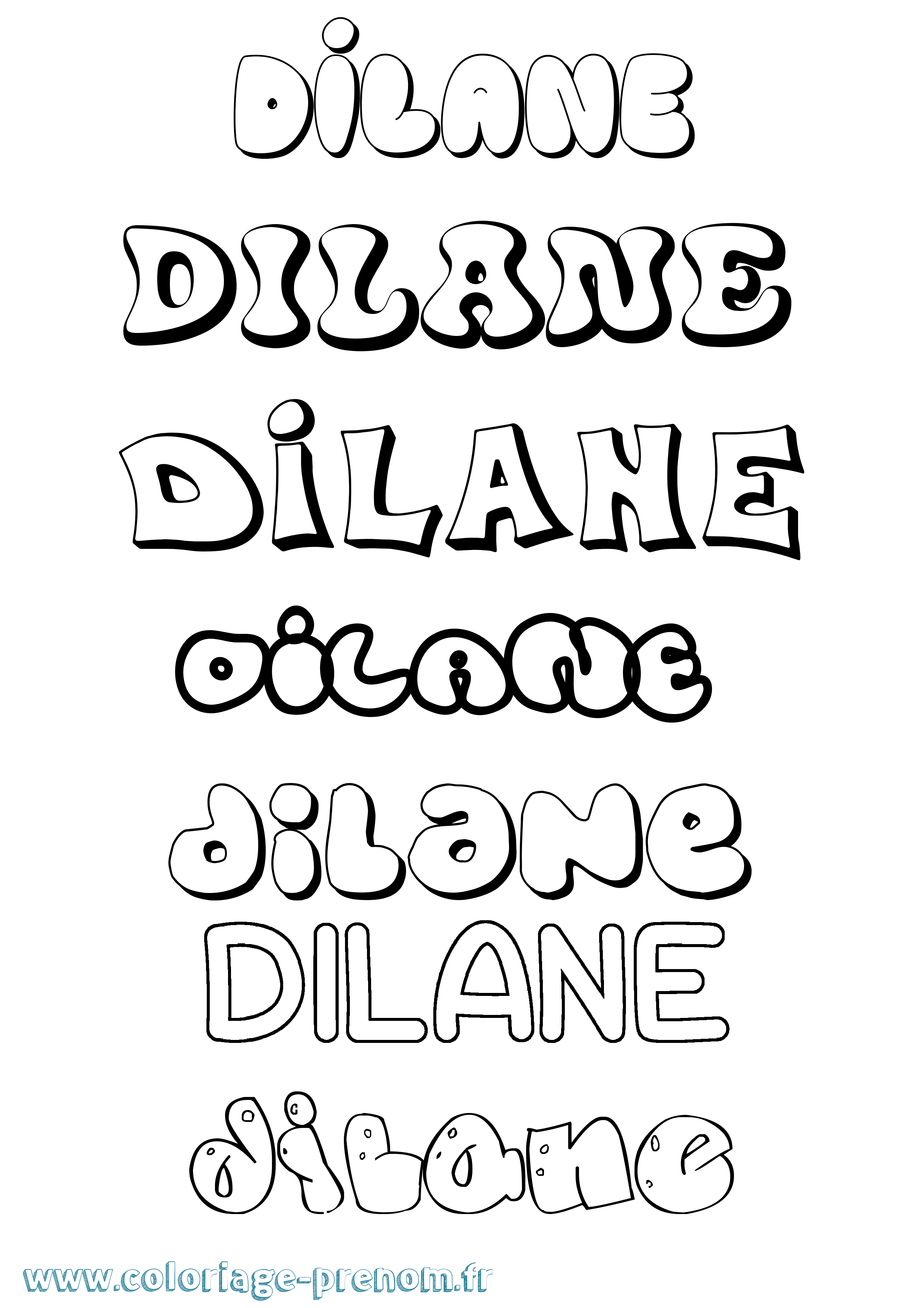 Coloriage Dilane Bubble Coloriage prénom Dilane Bubble