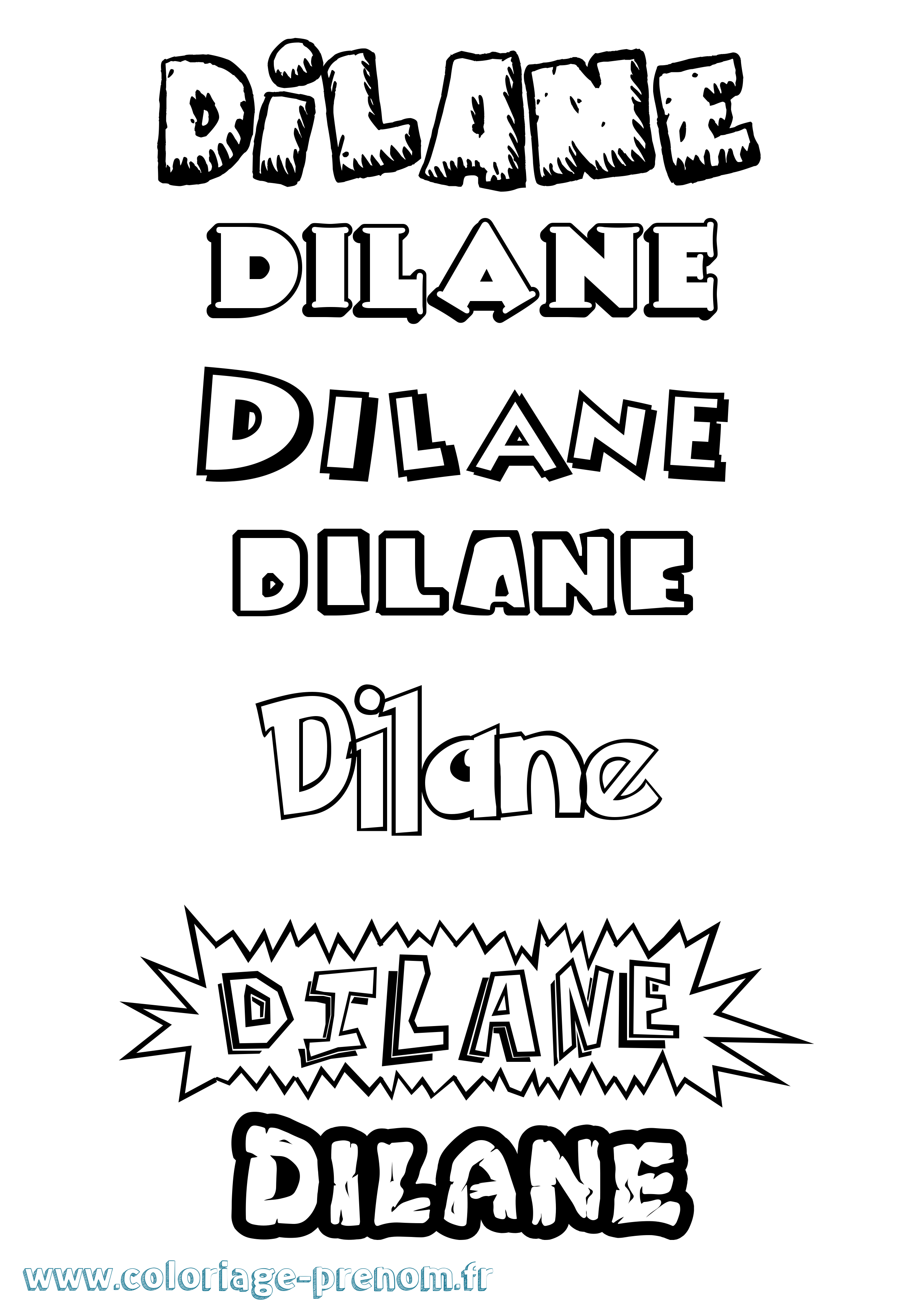 Coloriage Dilane Dessin Animé Coloriage prénom Dilane Dessin Animé