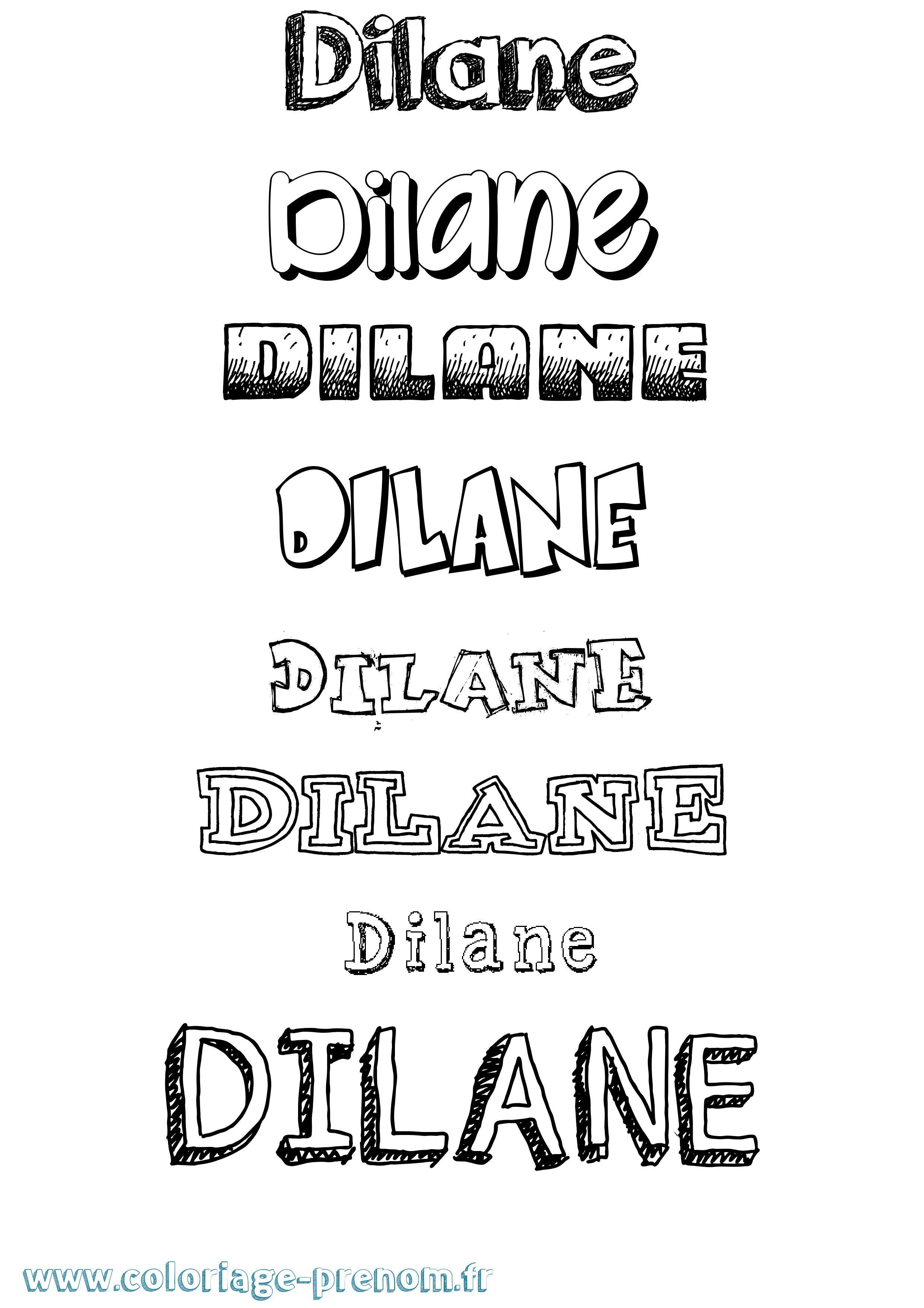 Coloriage Dilane Dessiné Coloriage prénom Dilane Dessiné