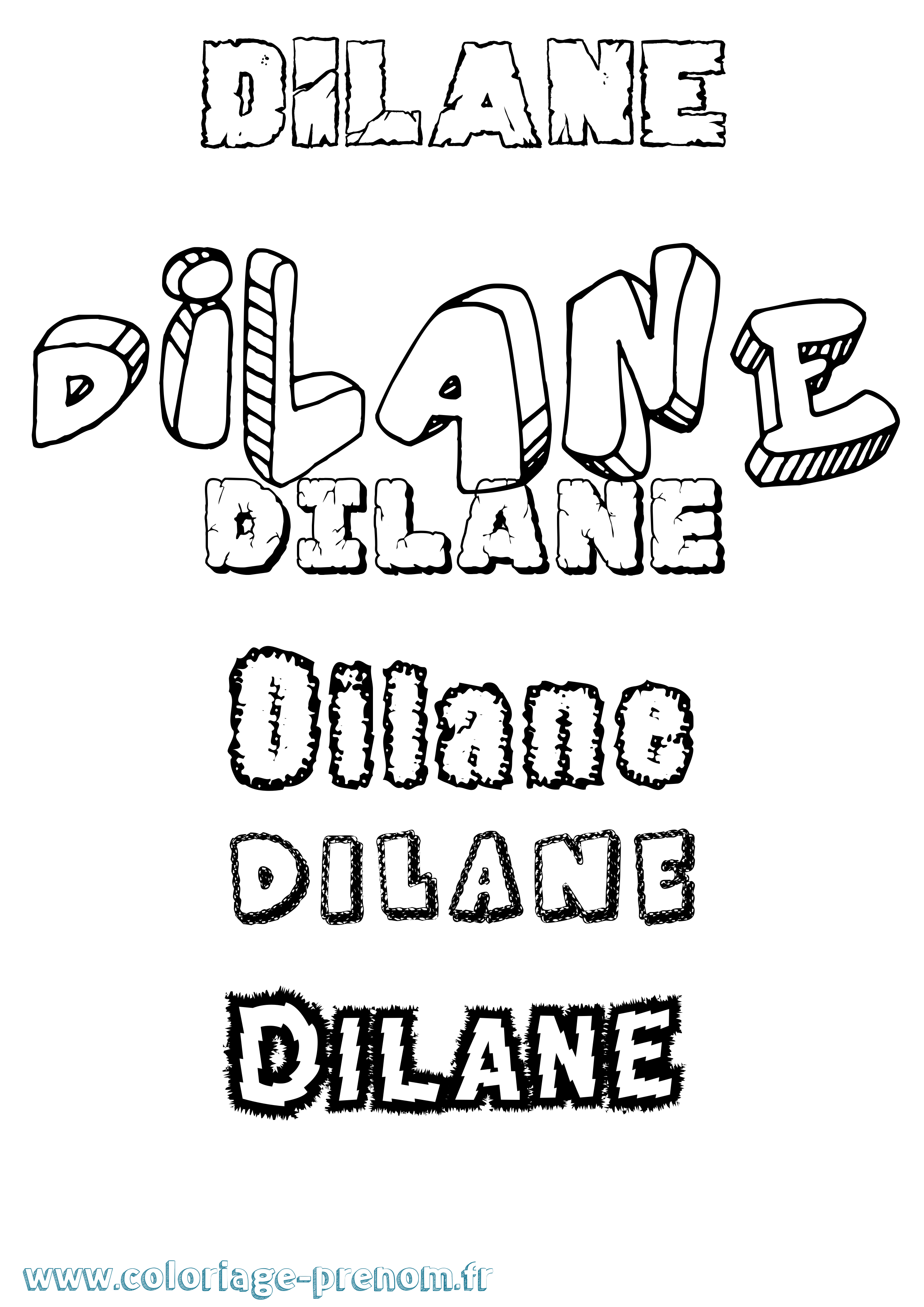Coloriage Dilane Destructuré Coloriage prénom Dilane Destructuré
