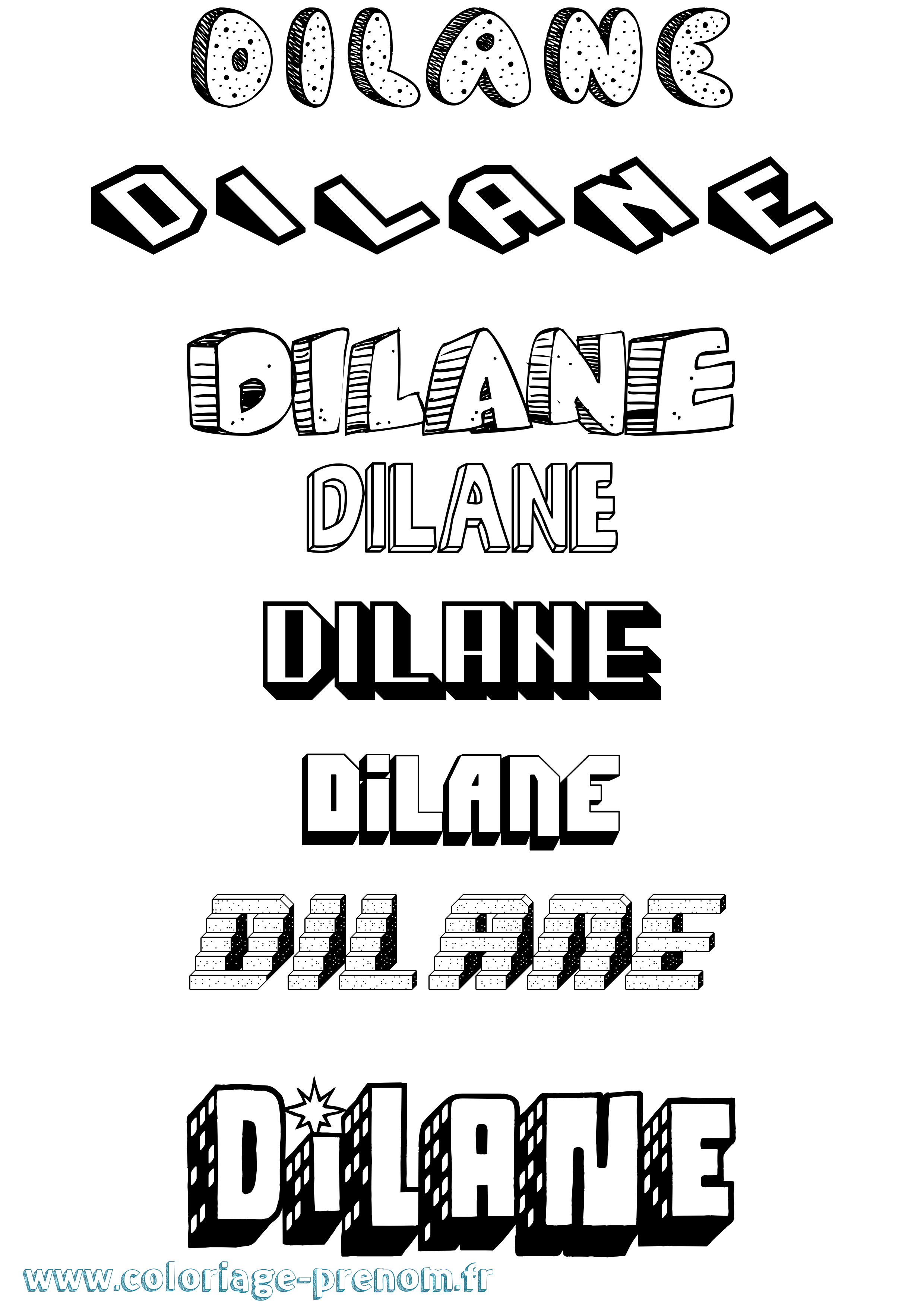 Coloriage Dilane Effet 3D Coloriage prénom Dilane Effet 3D