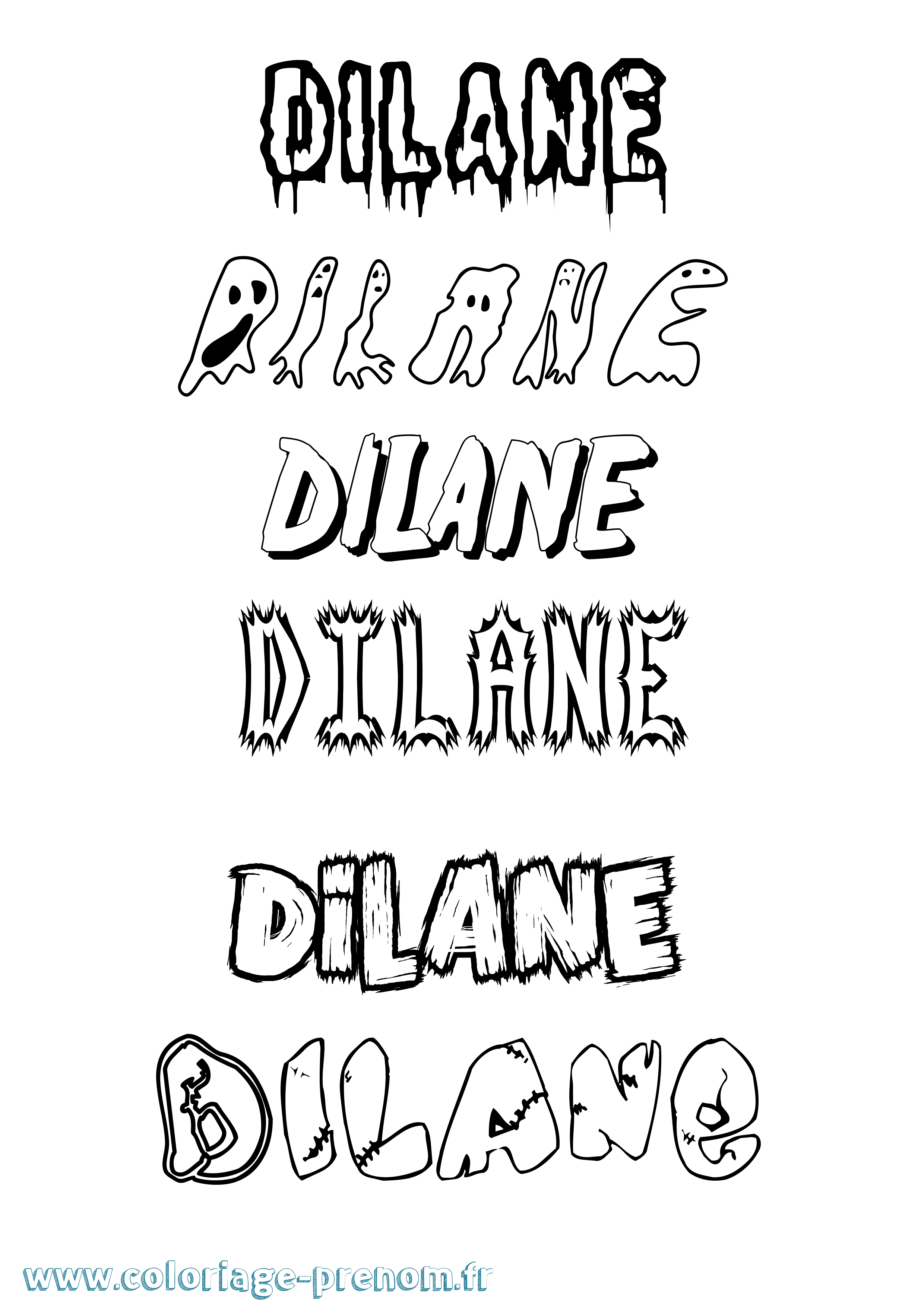 Coloriage Dilane Frisson Coloriage prénom Dilane Frisson