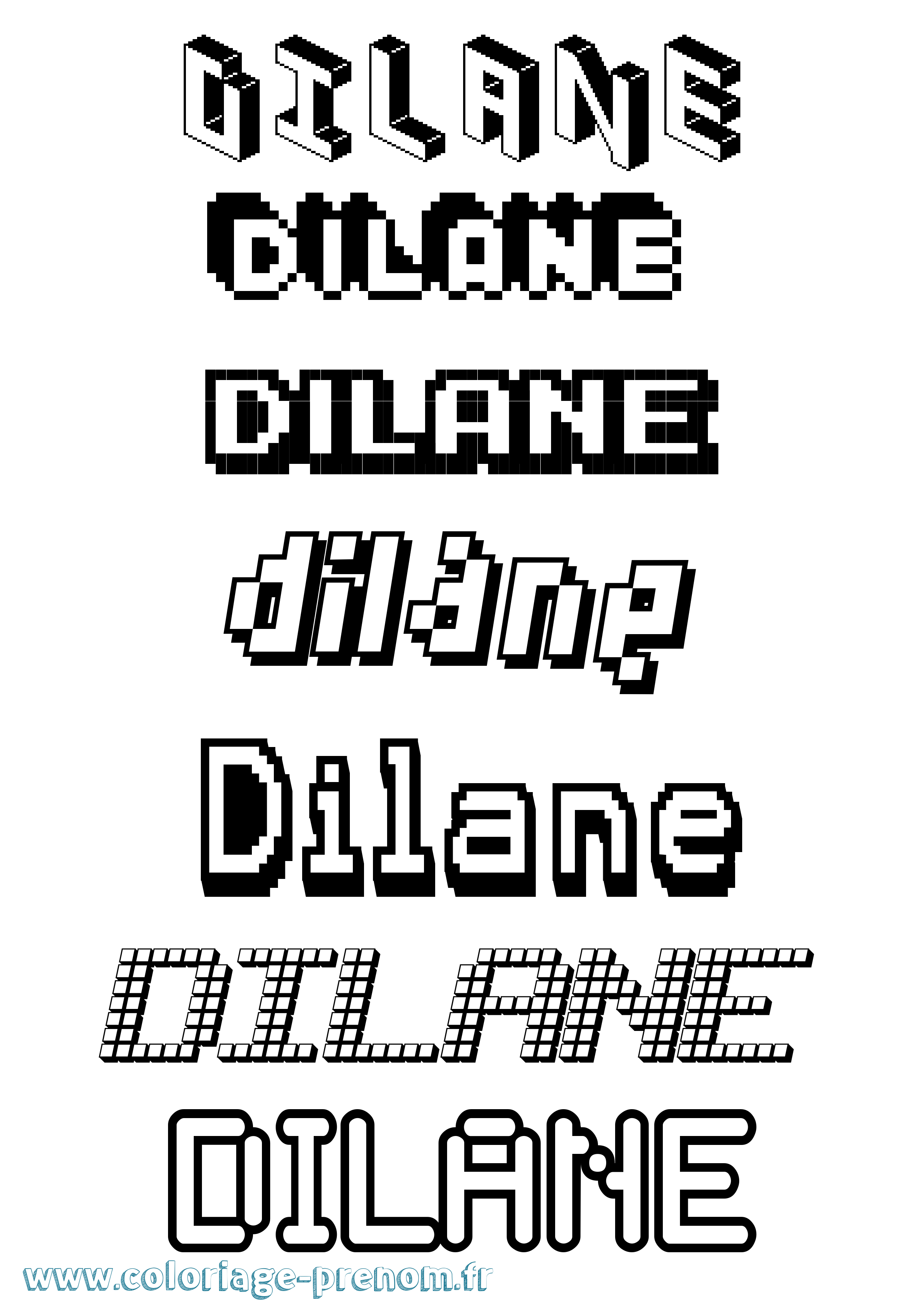 Coloriage Dilane Pixel Coloriage prénom Dilane Pixel