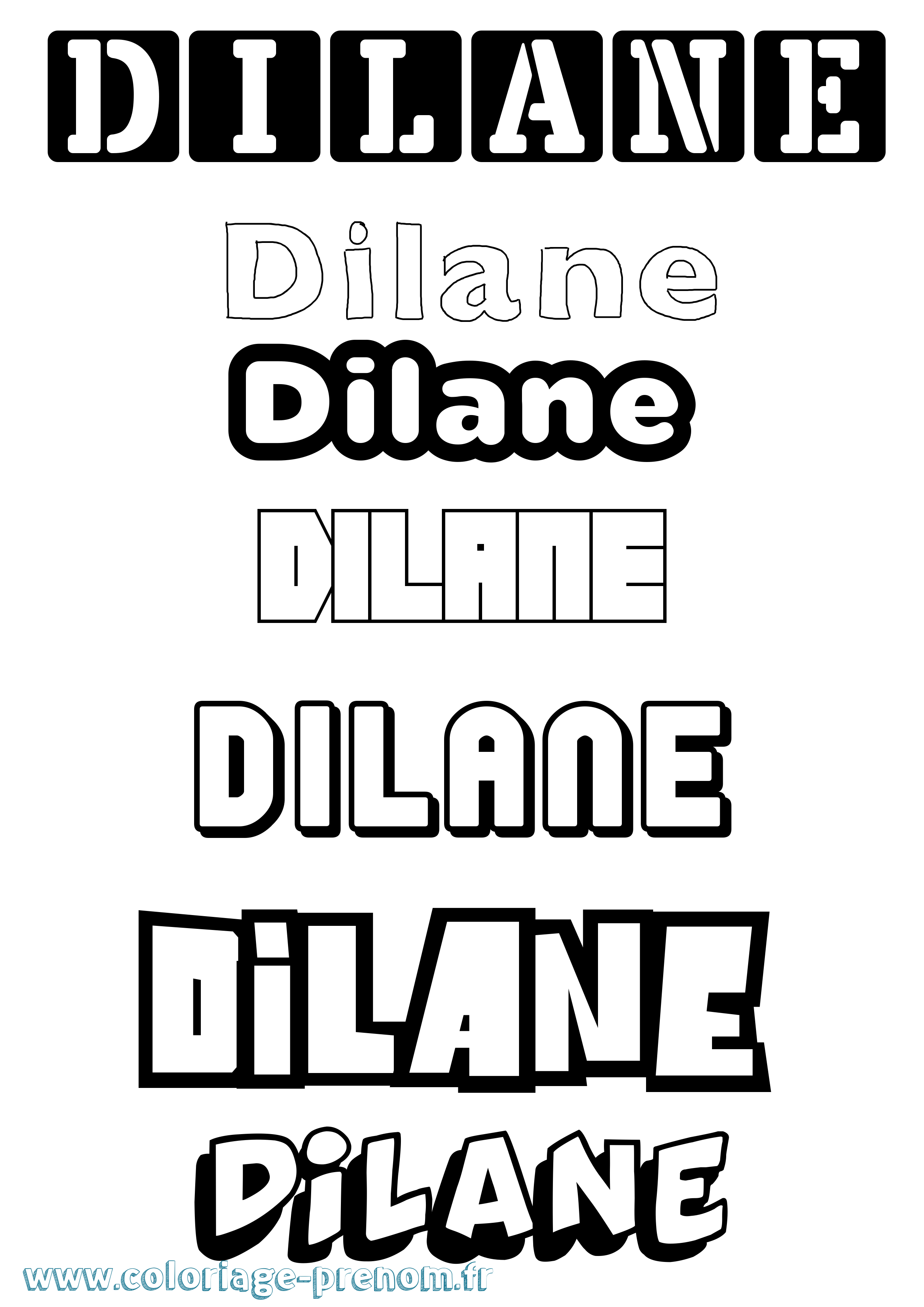 Coloriage Dilane Simple Coloriage prénom Dilane Simple