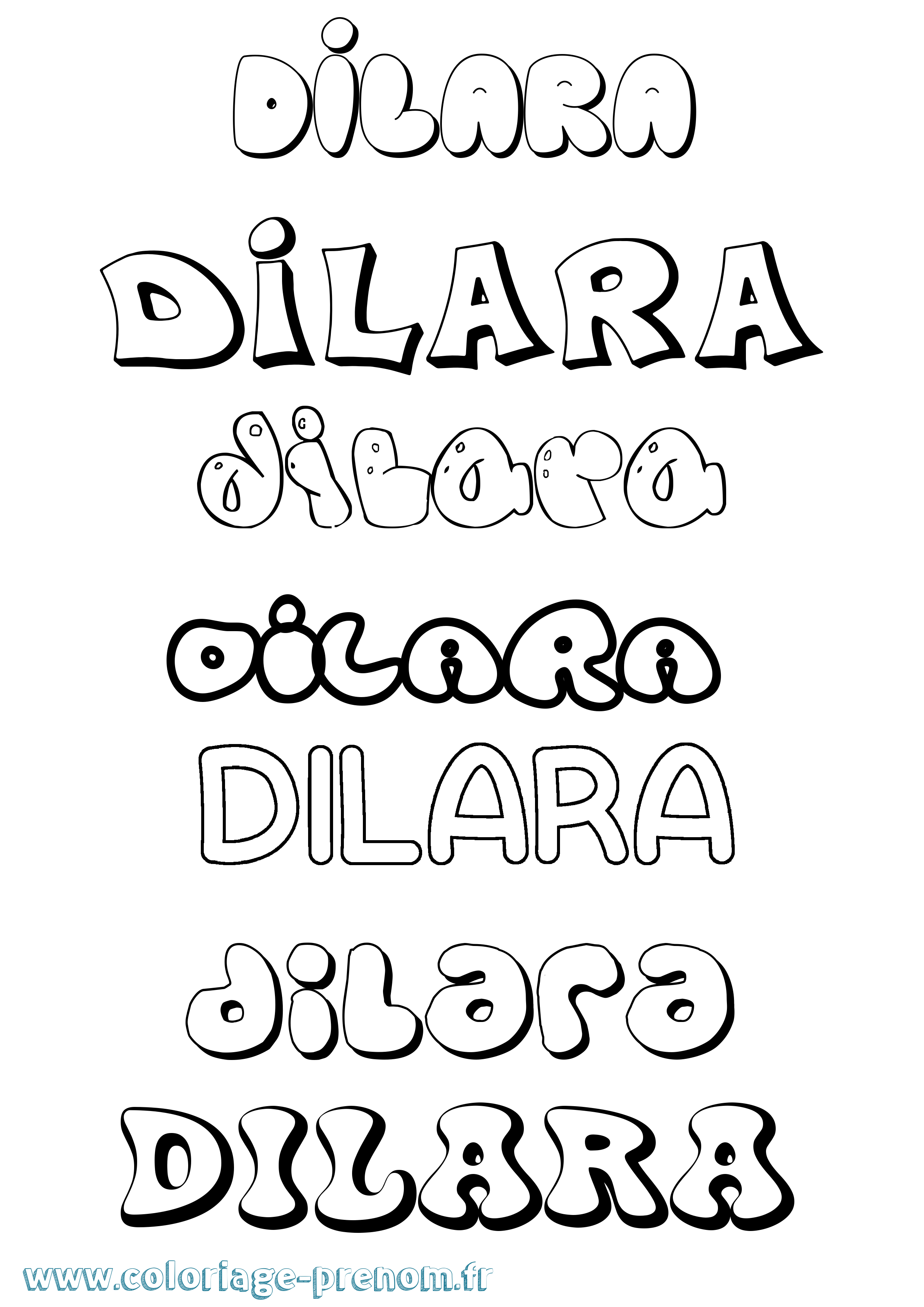 Coloriage Dilara Bubble Coloriage prénom Dilara Bubble