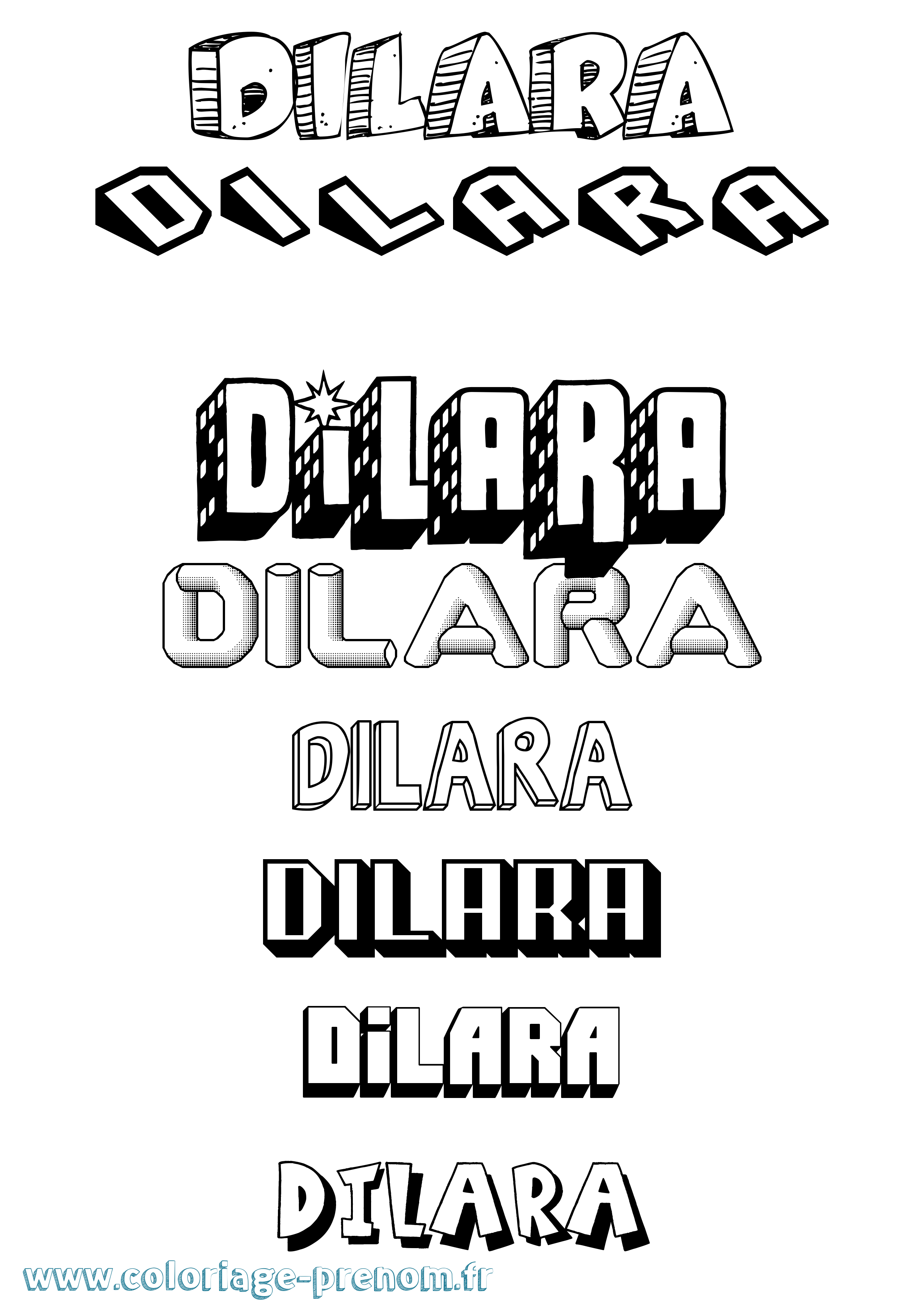 Coloriage Dilara Effet 3D Coloriage prénom Dilara Effet 3D