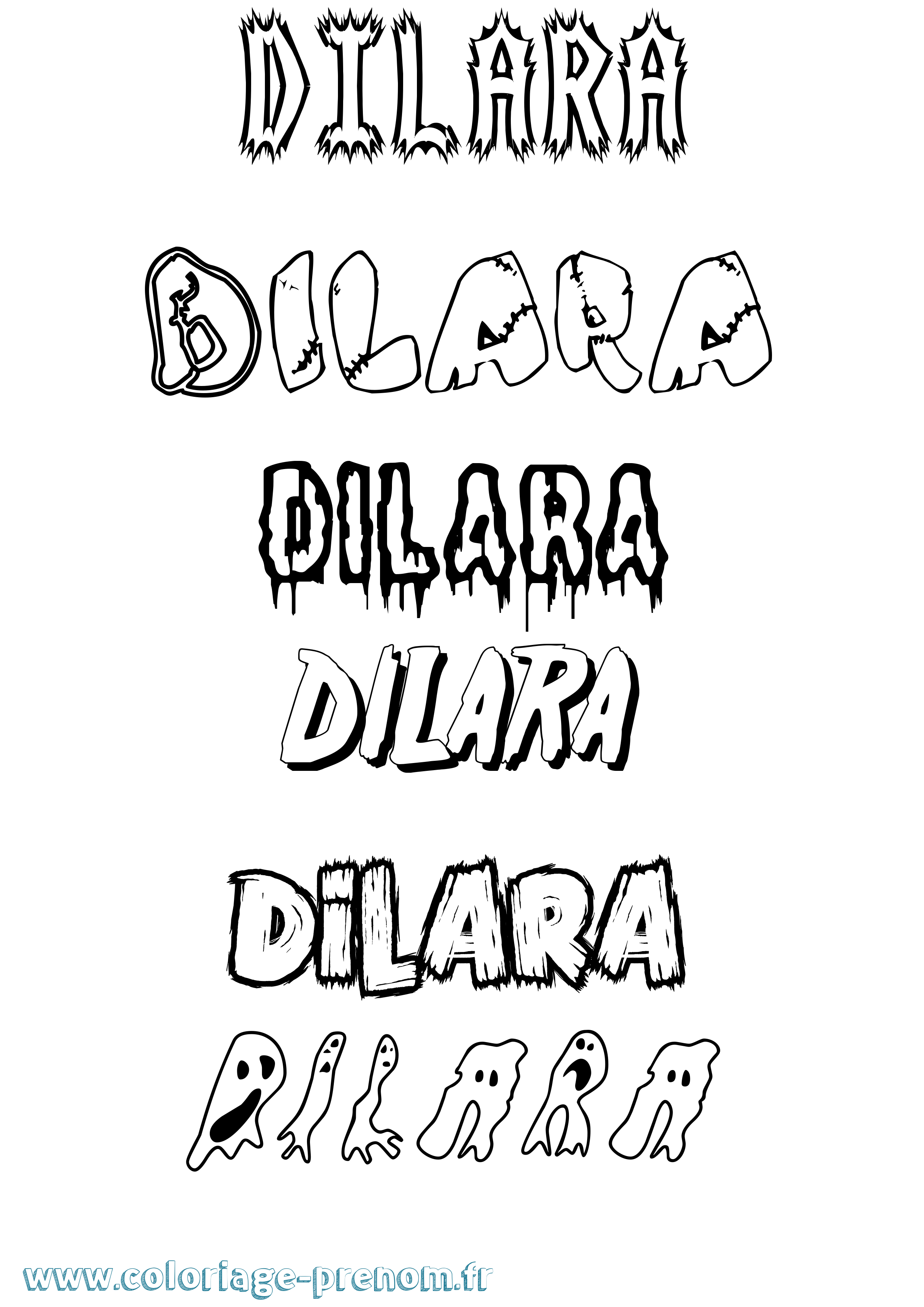 Coloriage Dilara Frisson Coloriage prénom Dilara Frisson