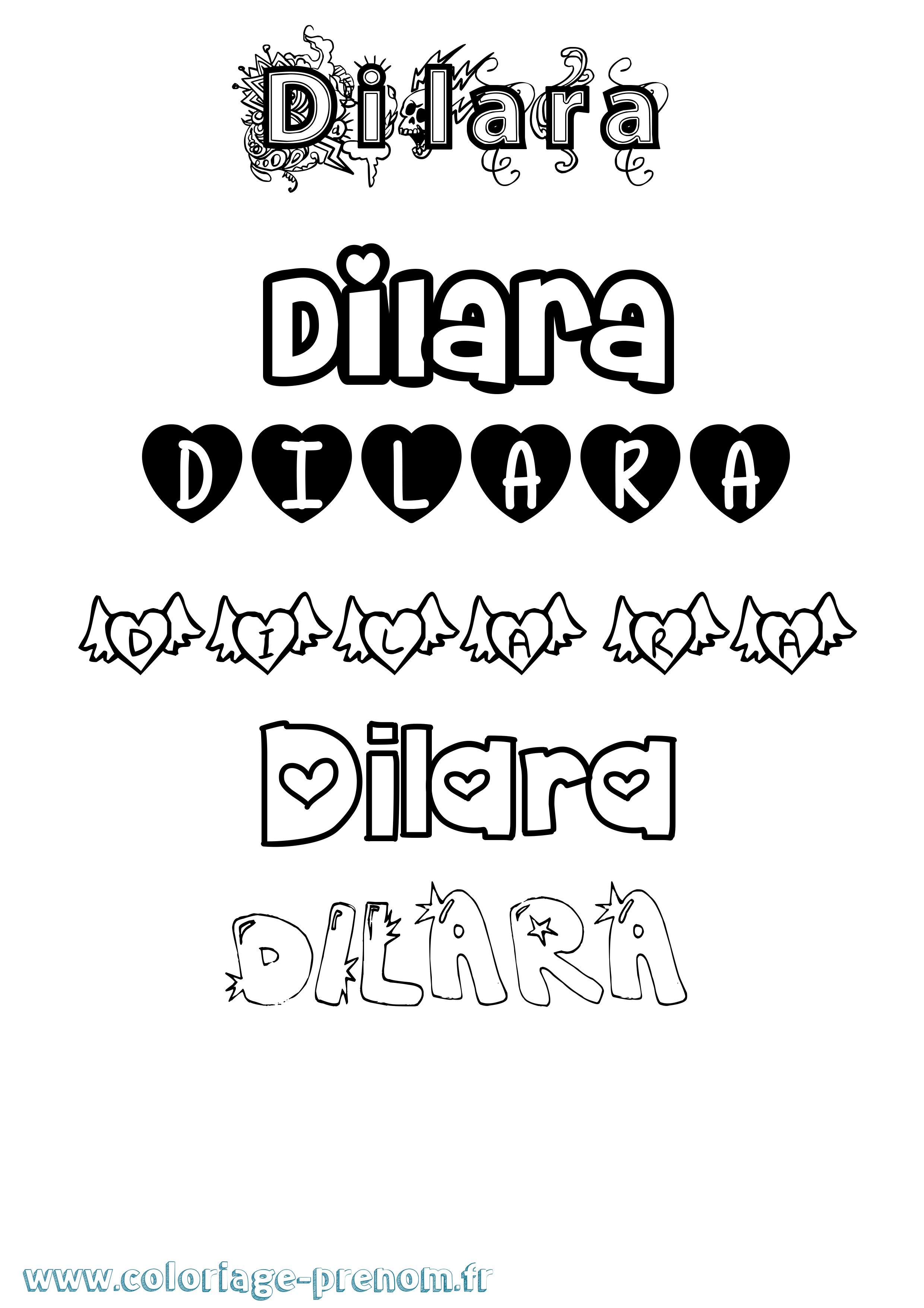 Coloriage Dilara Girly Coloriage prénom Dilara Girly