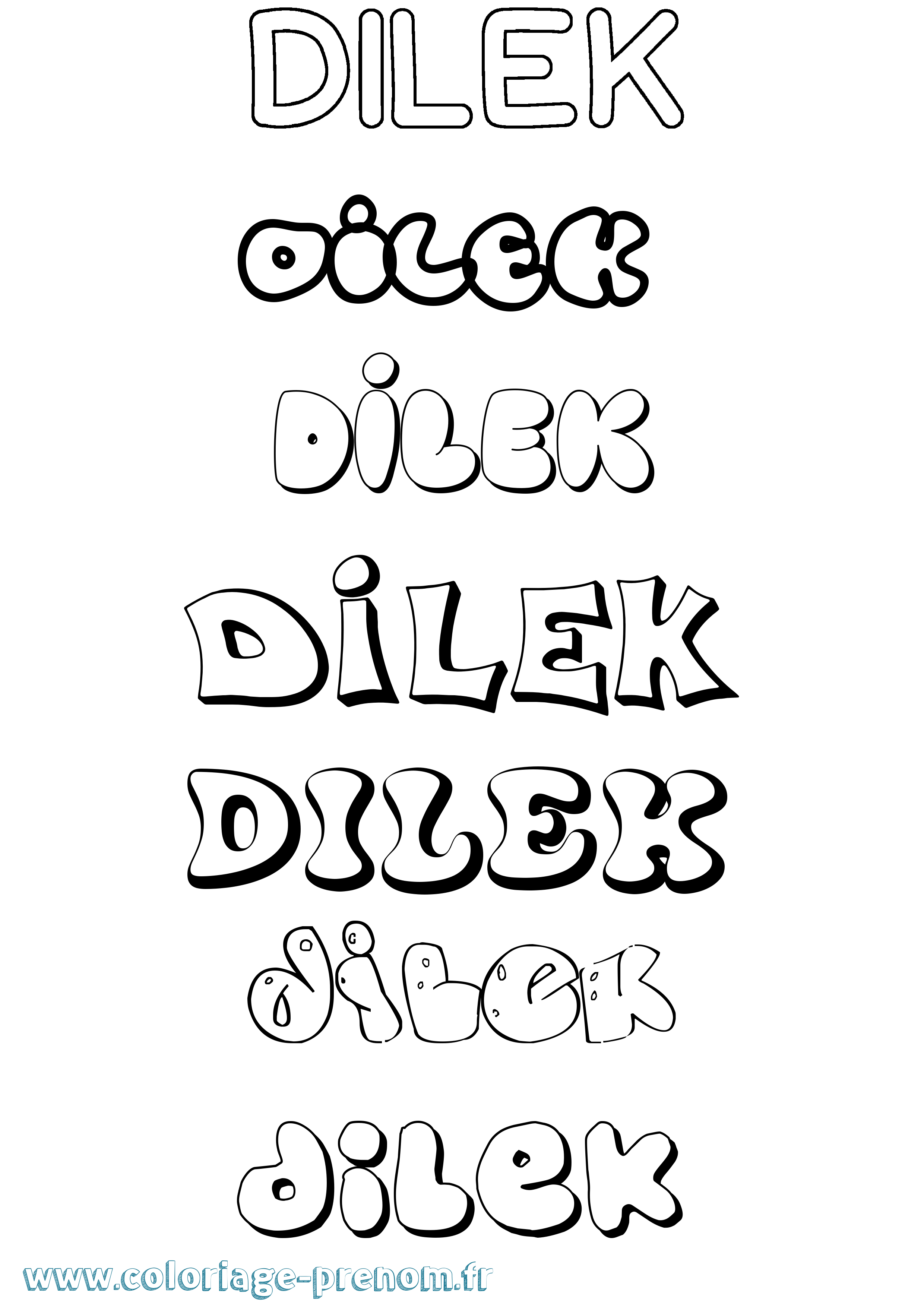 Coloriage Dilek Bubble Coloriage prénom Dilek Bubble