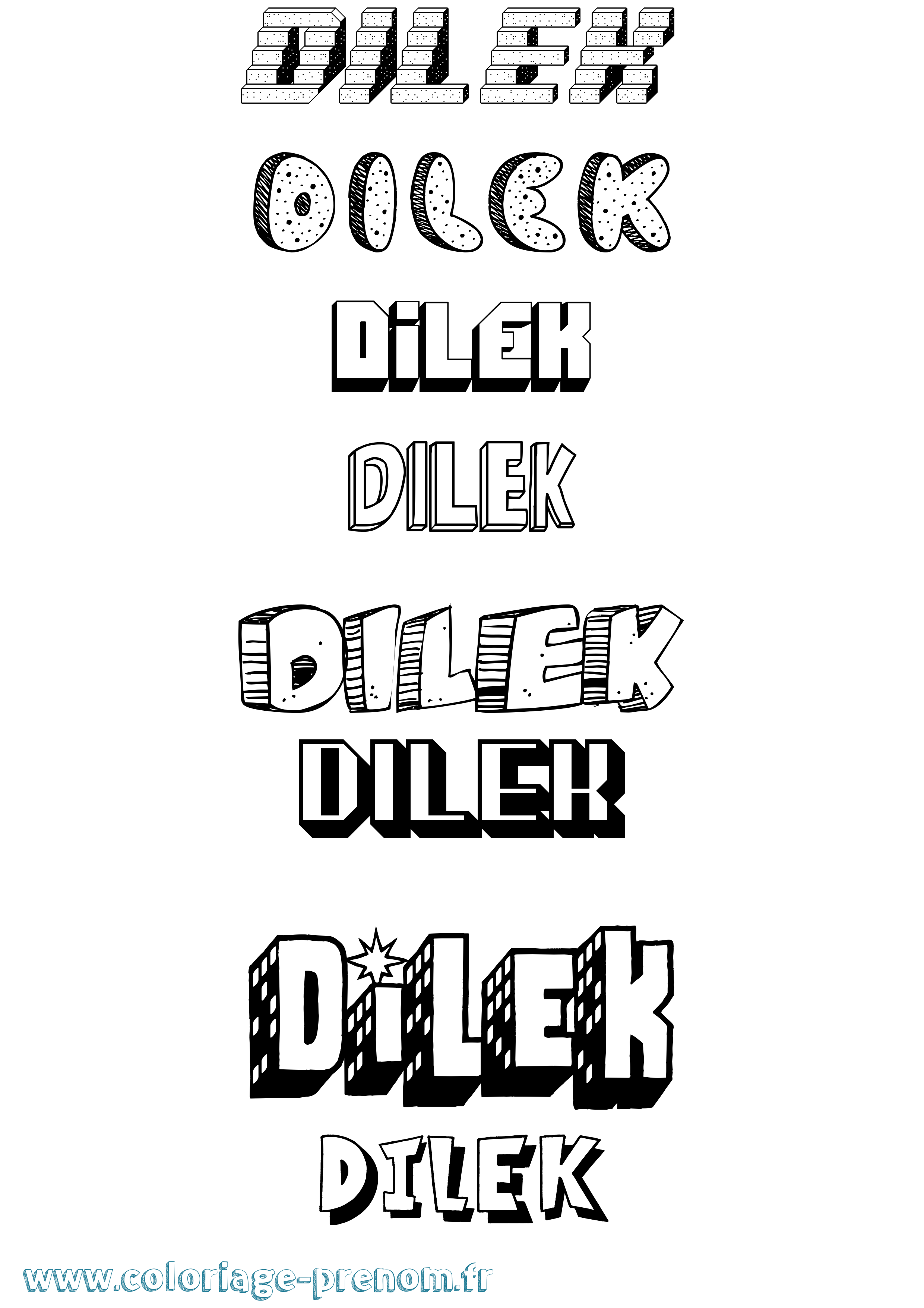 Coloriage Dilek Effet 3D Coloriage prénom Dilek Effet 3D