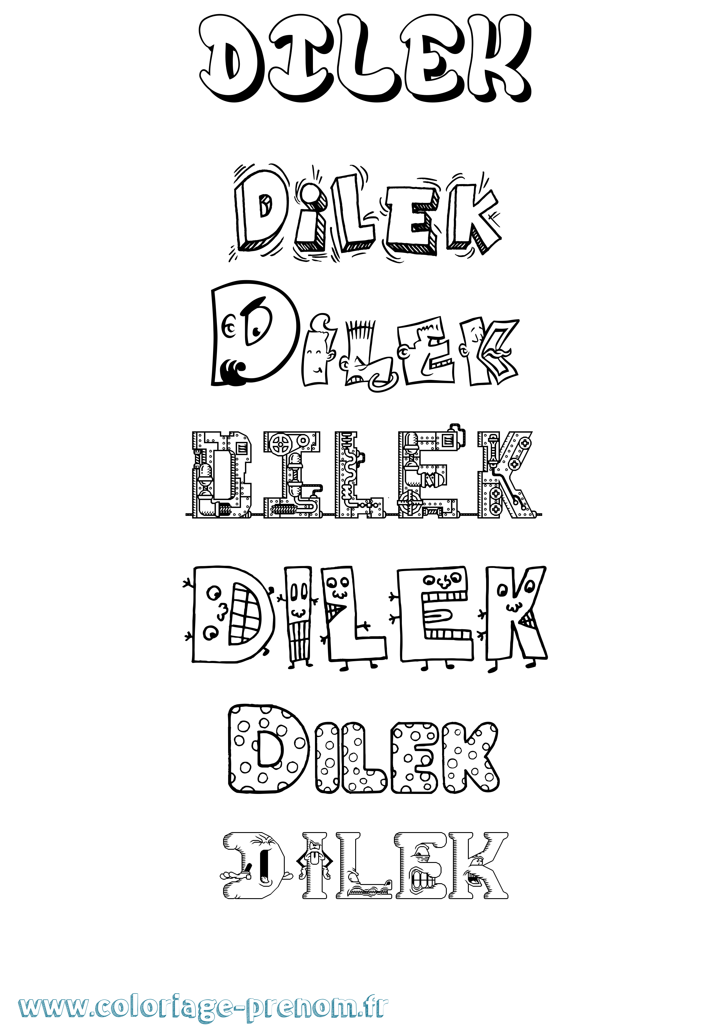 Coloriage Dilek Fun Coloriage prénom Dilek Fun