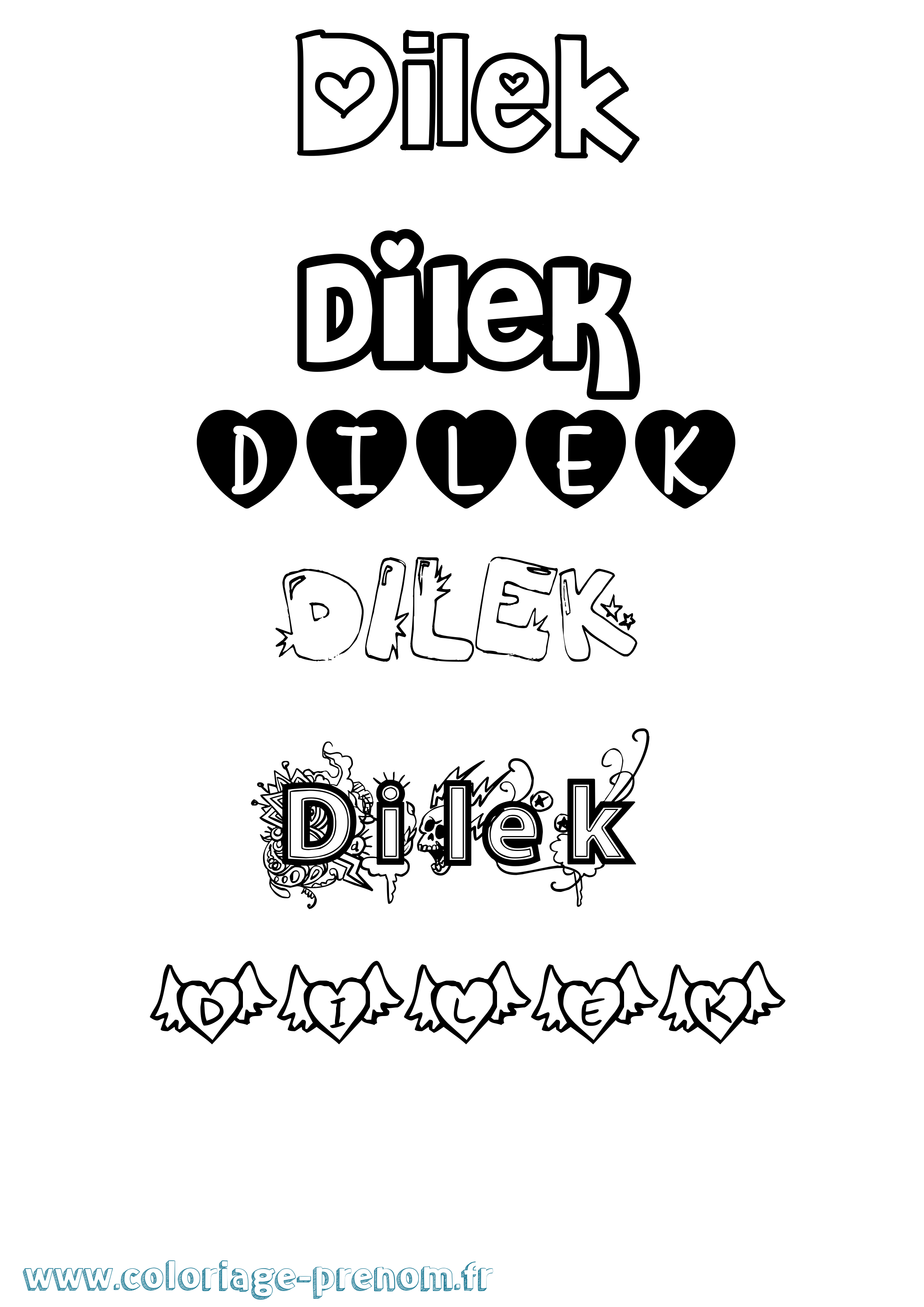 Coloriage Dilek Girly Coloriage prénom Dilek Girly