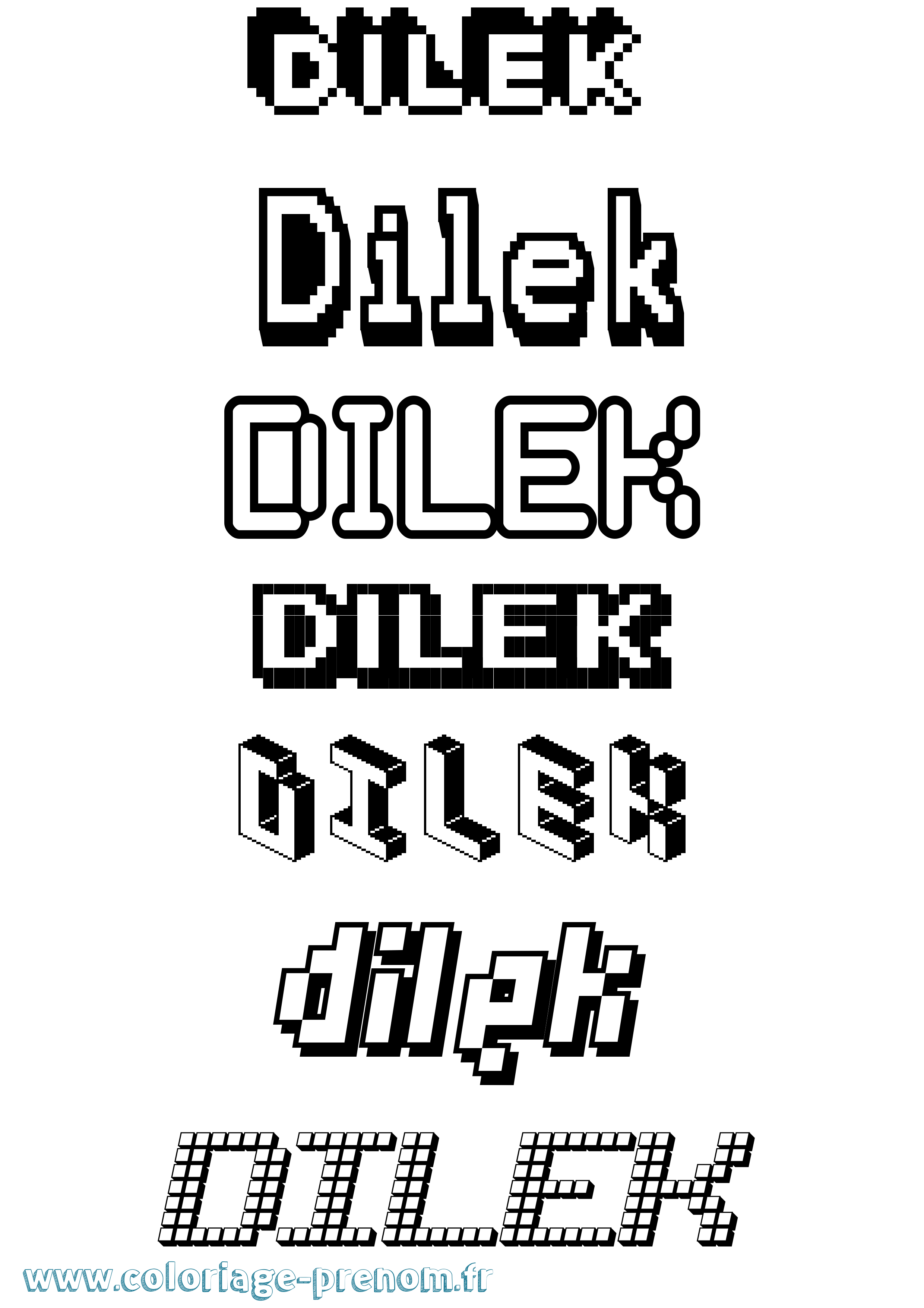 Coloriage Dilek Pixel Coloriage prénom Dilek Pixel