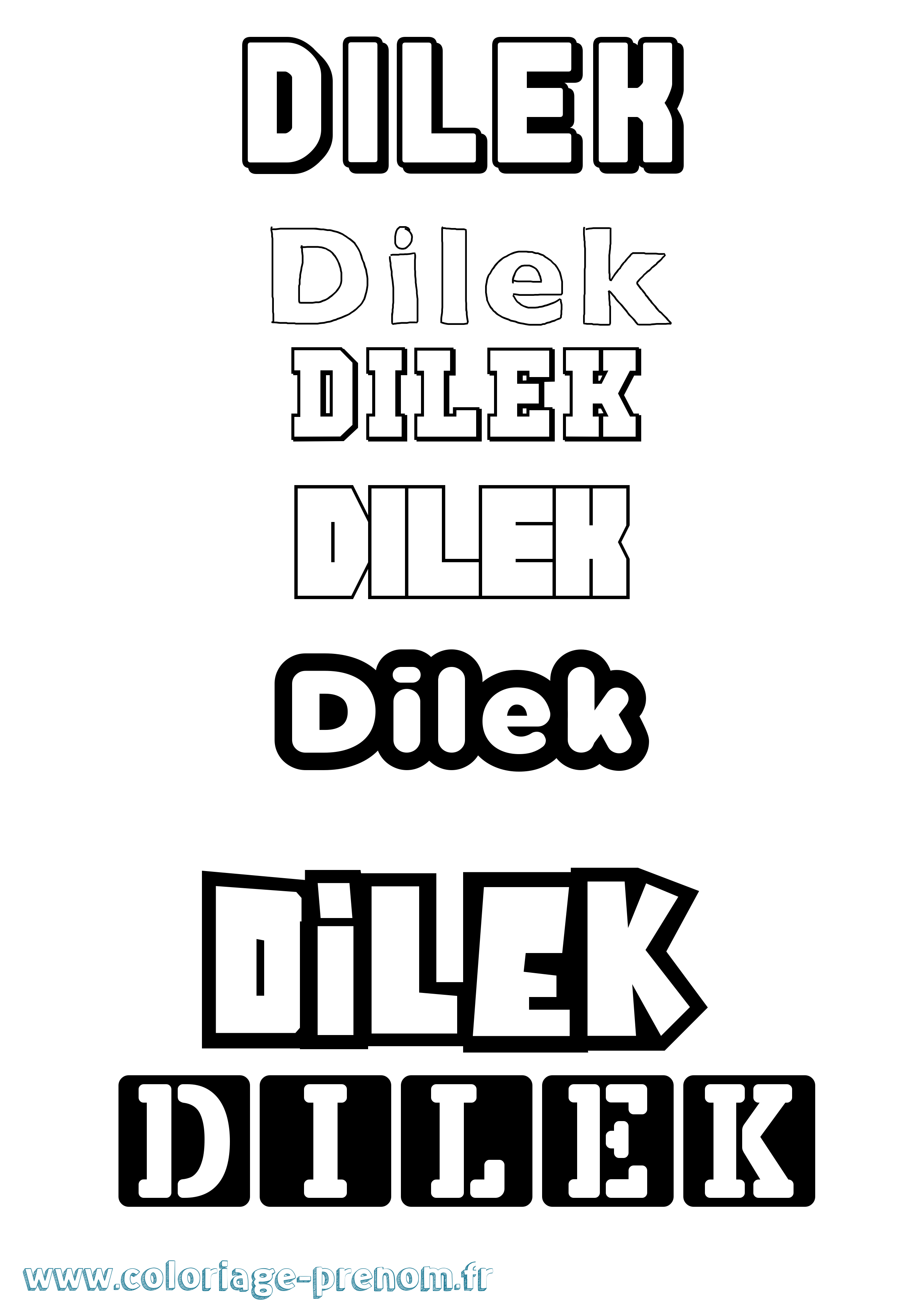 Coloriage Dilek Simple Coloriage prénom Dilek Simple