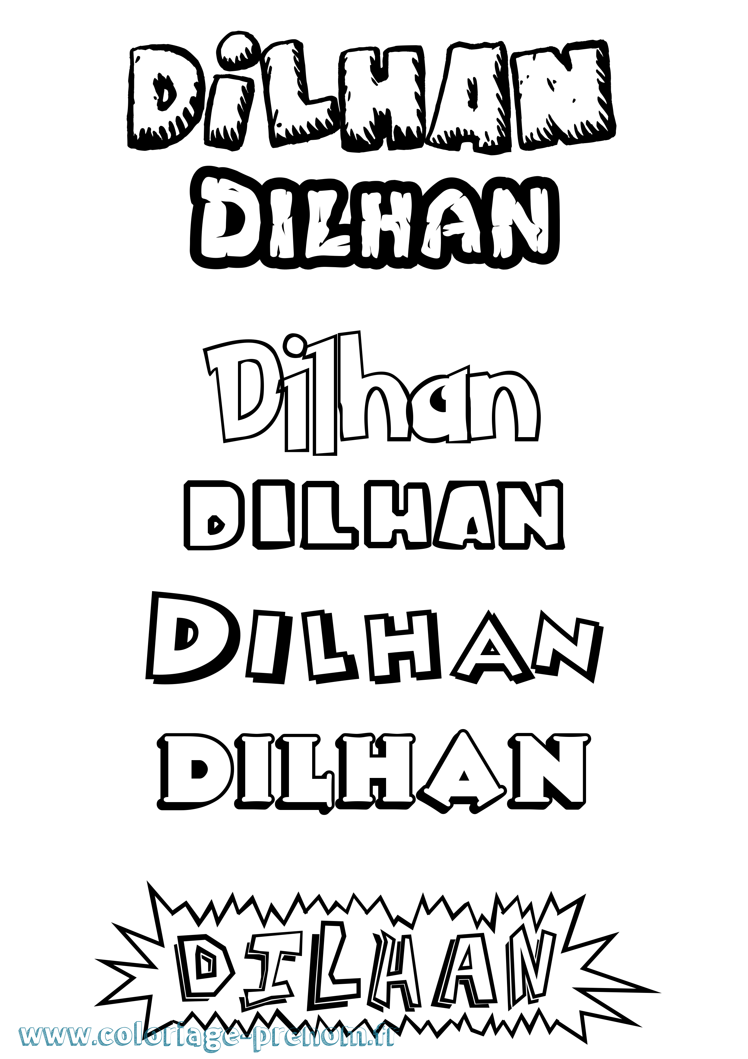 Coloriage Dilhan Dessin Animé Coloriage prénom Dilhan Dessin Animé