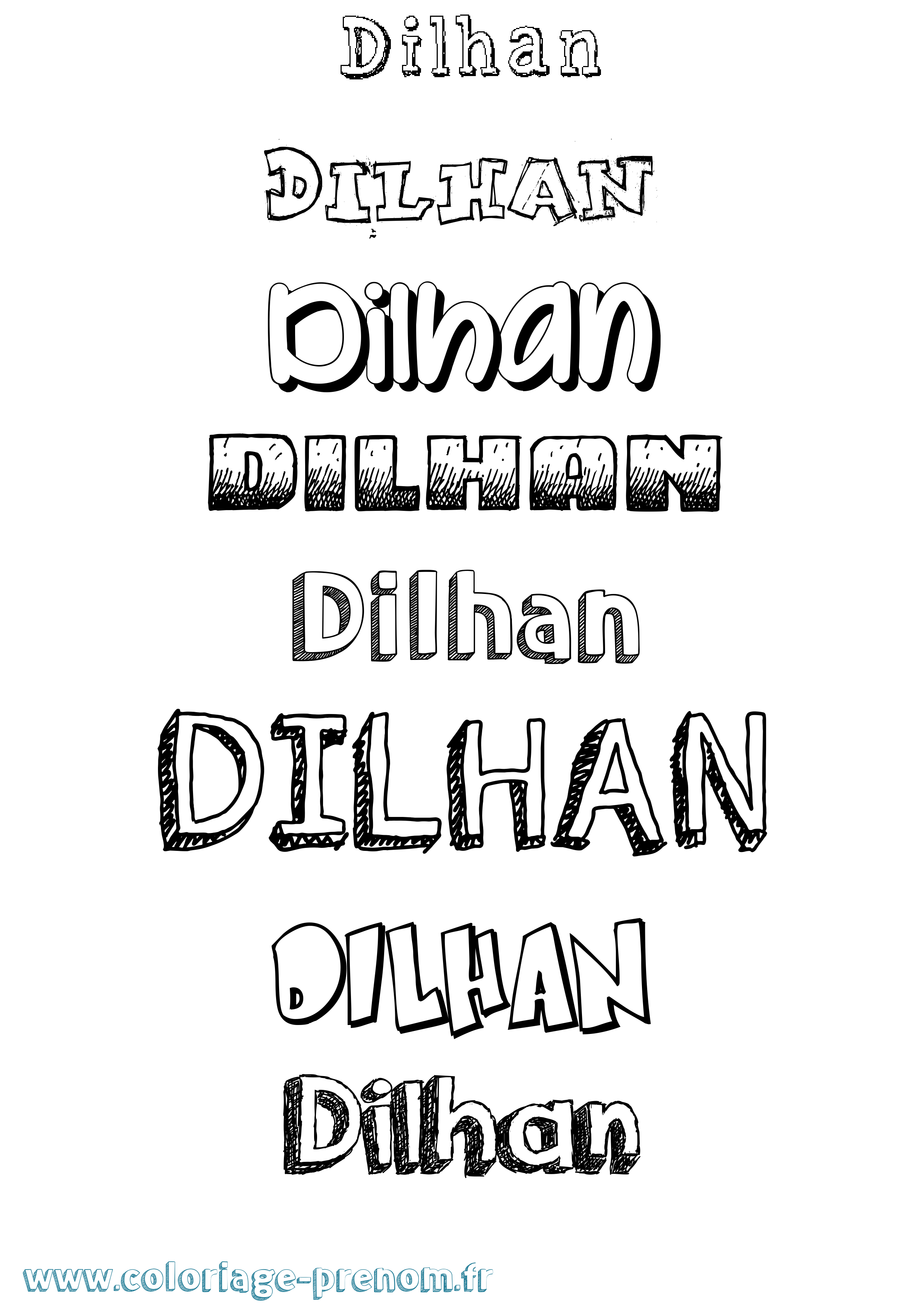 Coloriage Dilhan Dessiné Coloriage prénom Dilhan Dessiné