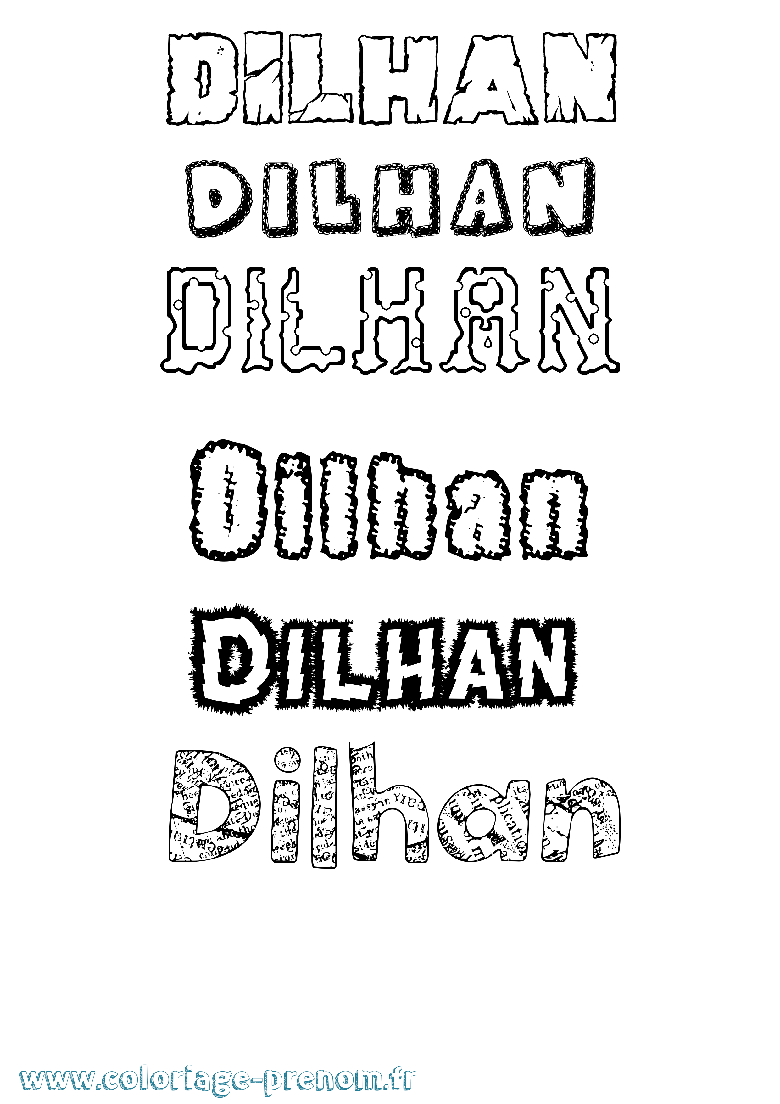 Coloriage Dilhan Destructuré Coloriage prénom Dilhan Destructuré