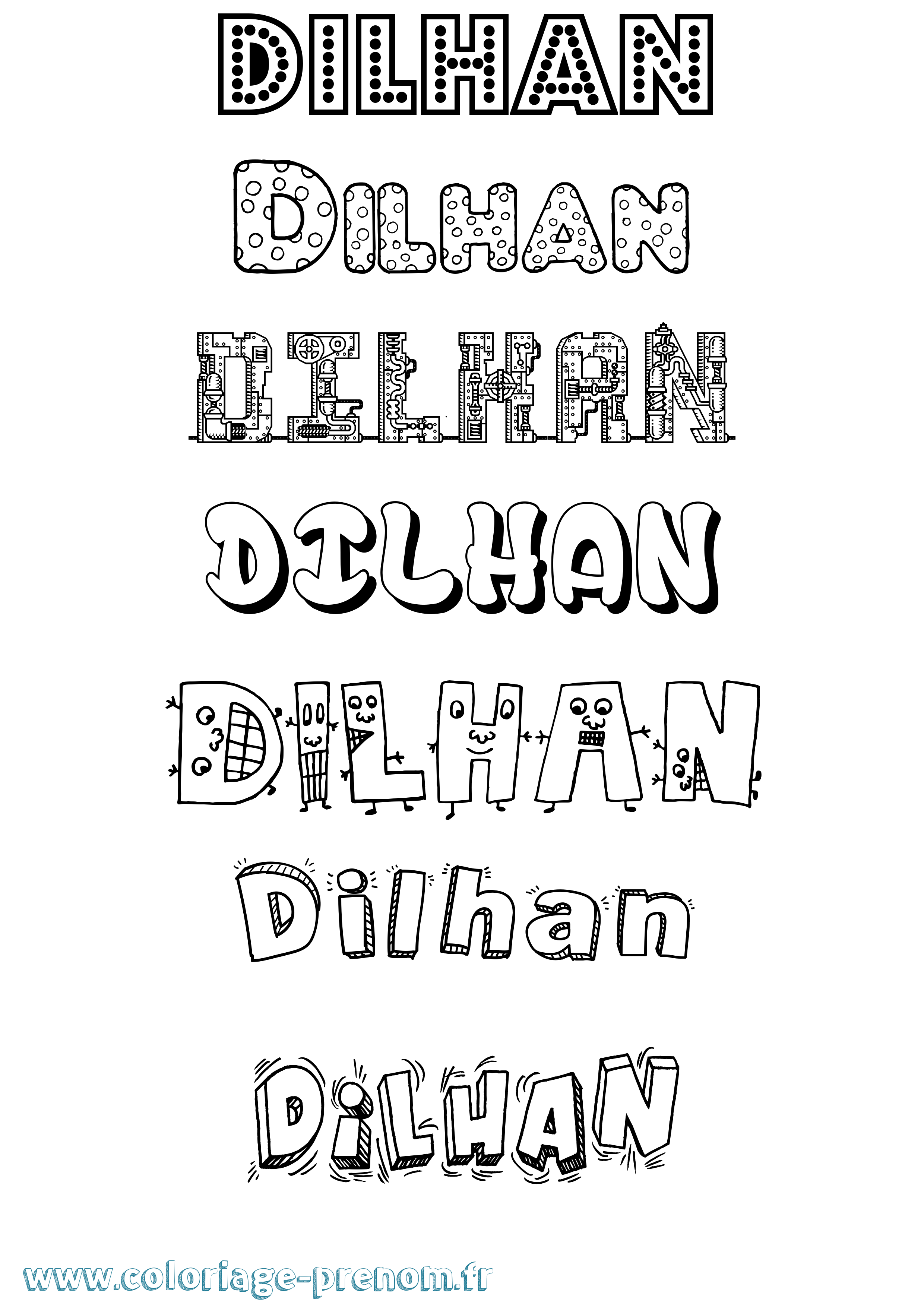 Coloriage Dilhan Fun Coloriage prénom Dilhan Fun